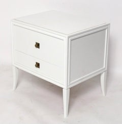 Tommi Parzinger White Lacquer End Table or Nightstand Mid Century Modern Glamour