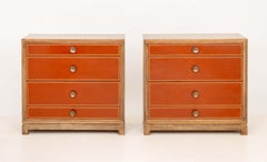 Tommi Parzinger x Charak Modern Dressers, Mahogany & Leather, Circa 1950
