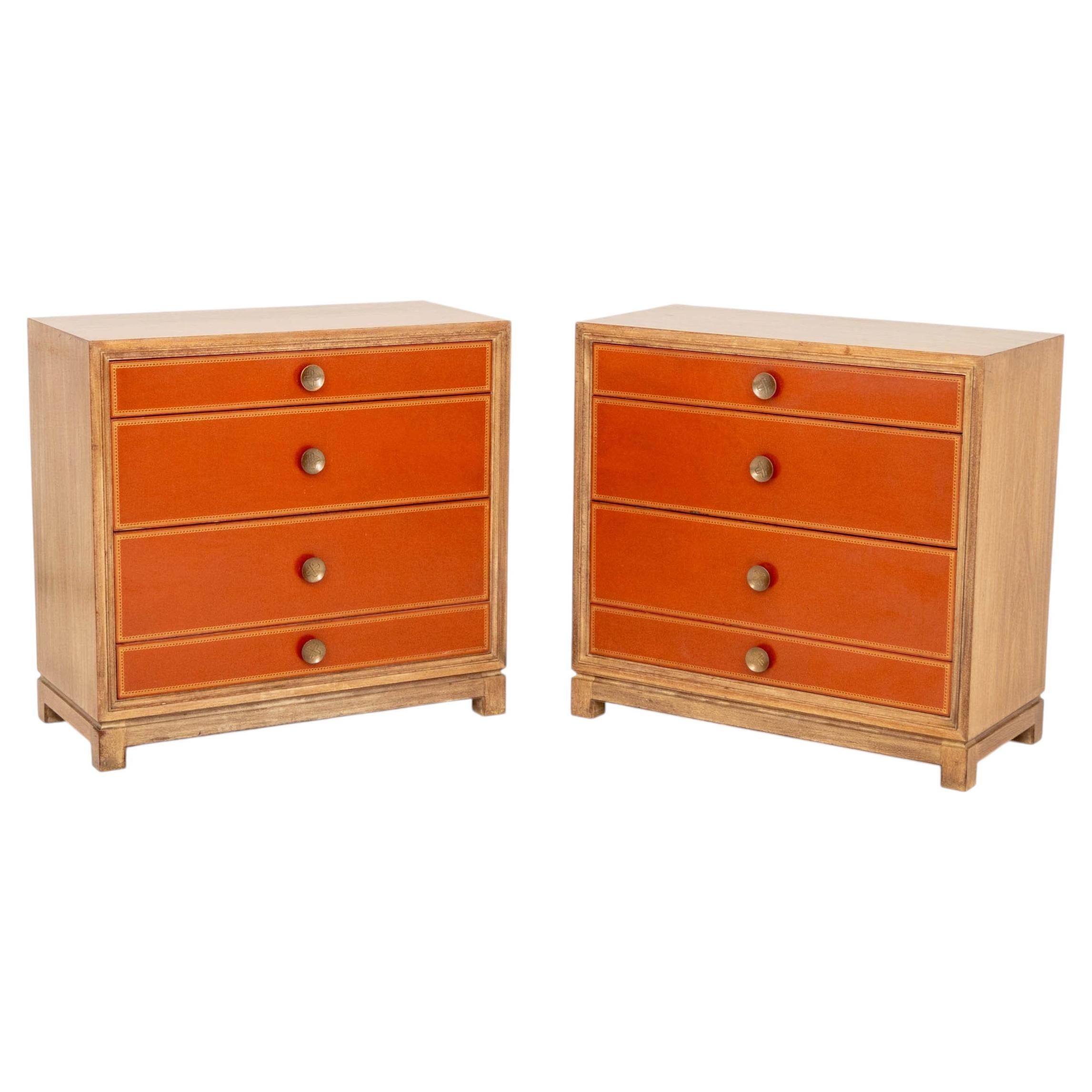 Cómodas modernas de Tommi Parzinger x Charak, caoba y cuero, alrededor de 1950