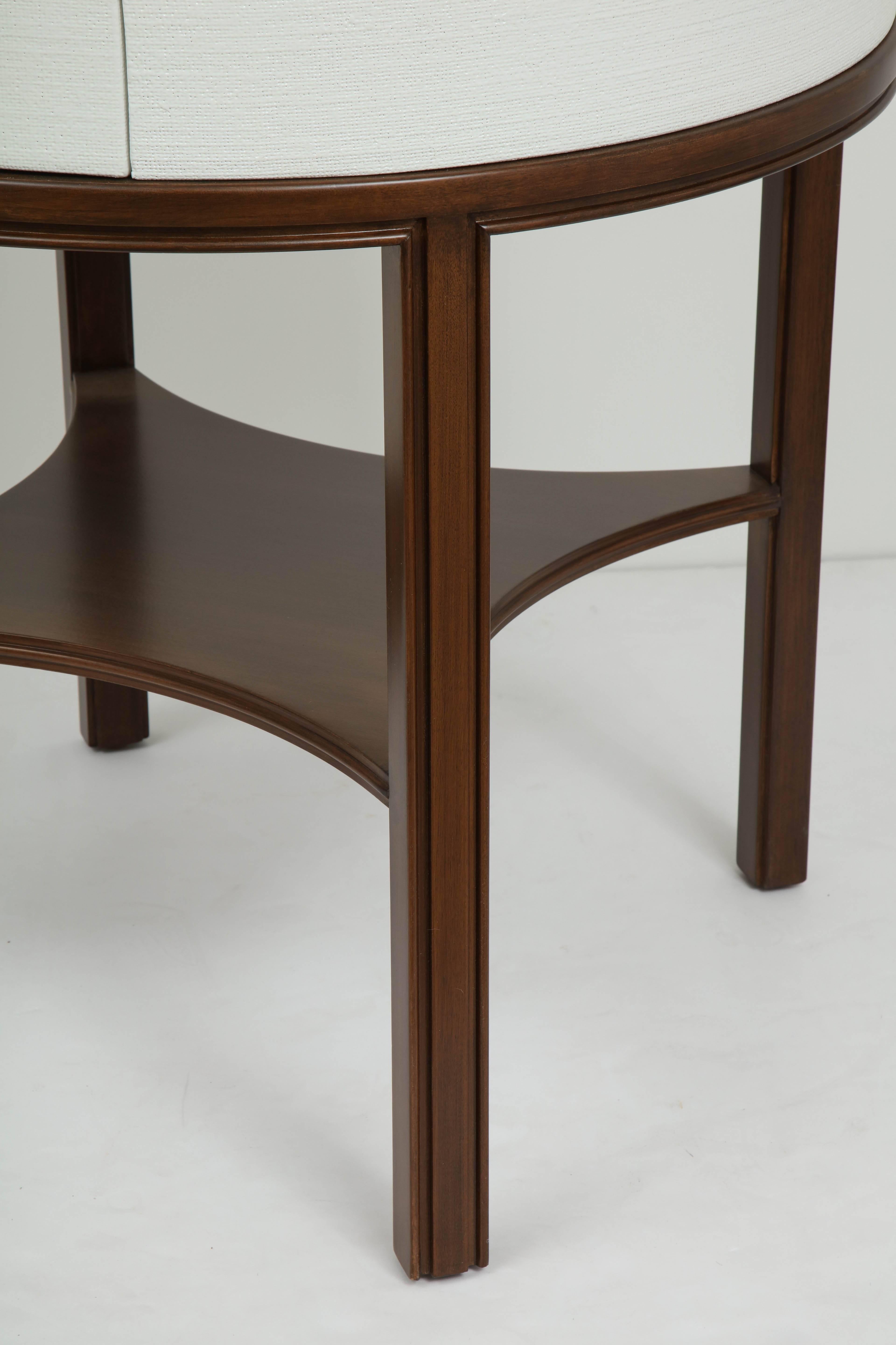 American Tommi Parzinger Lacquered Linen, Walnut Side Tables