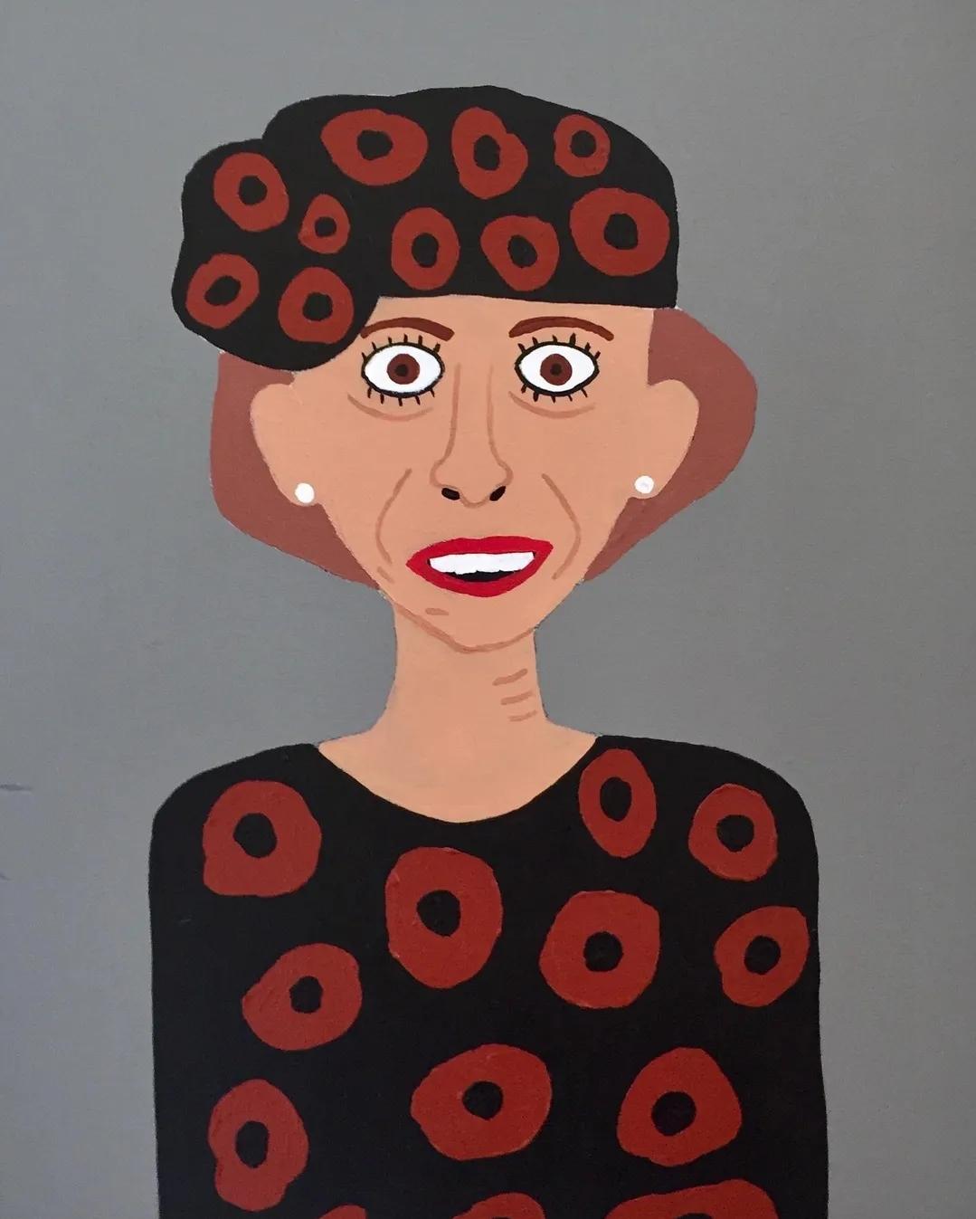 Estee, Oil on Panel, Folk Art, Estee Lauder, Portraits, Outsiders, 20 x 15
