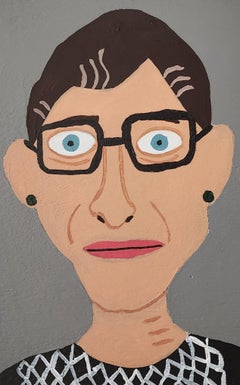 Pannello ad olio di Ruth Ginsberg, Arte popolare, Ritratti della Corte Suprema, Esterni, 10 "x8"