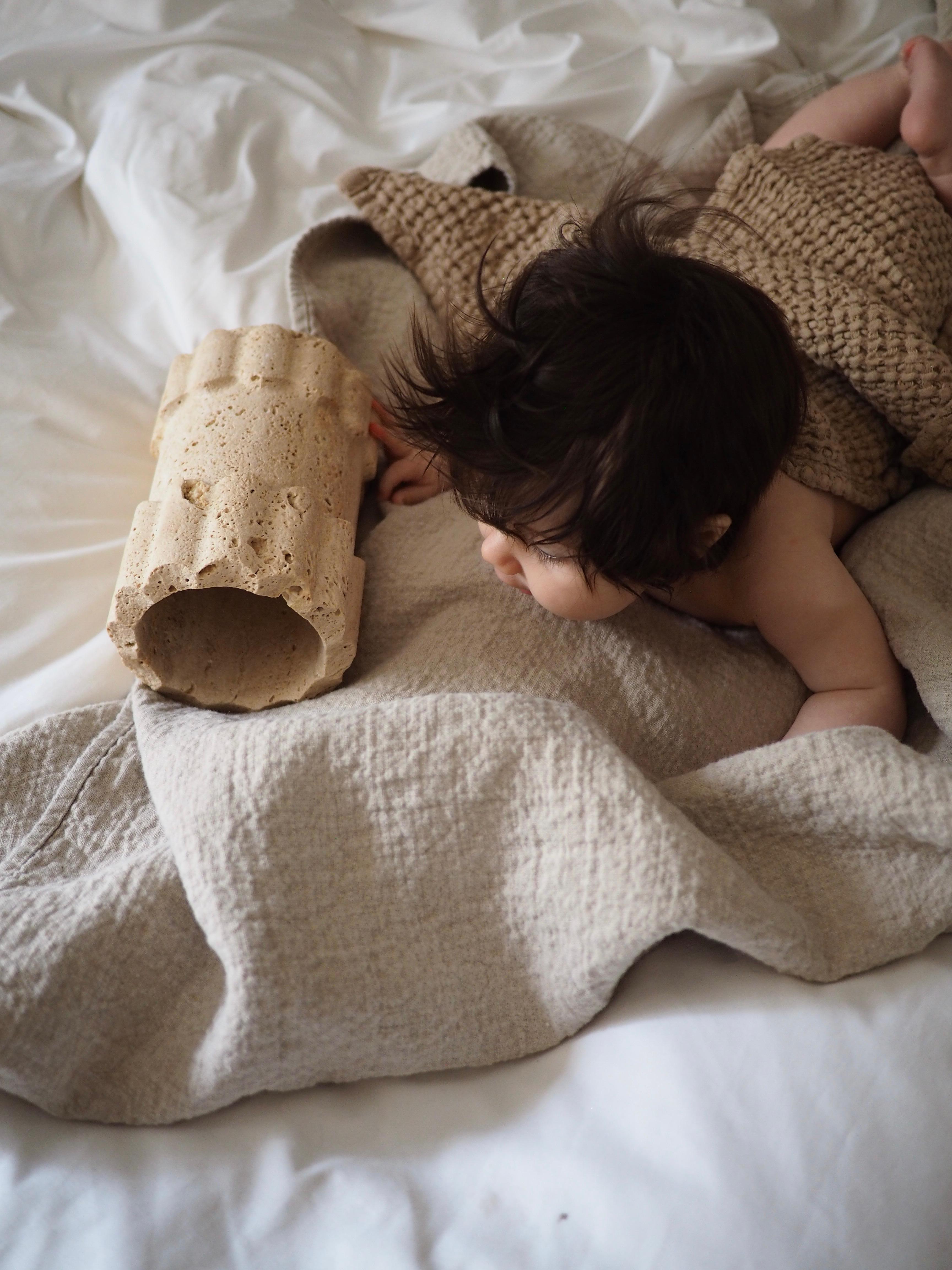 Travertine Tommy Diaper Vase For Sale