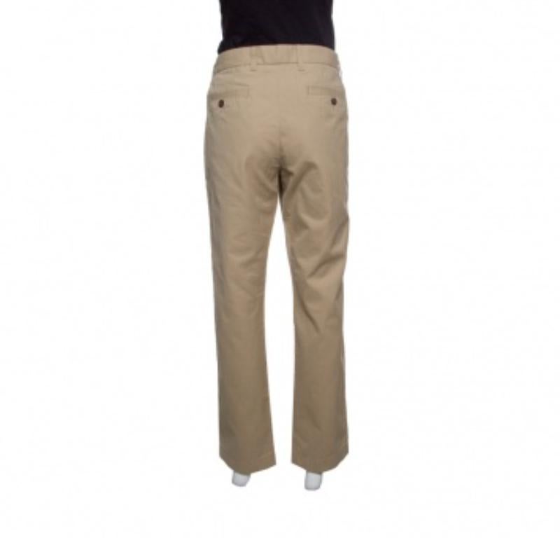Tommy Hilfiger Pantaloni Chino in cotone beige dal taglio sartoriale M. In condizioni buone in vendita a Dubai, Al Qouz 2