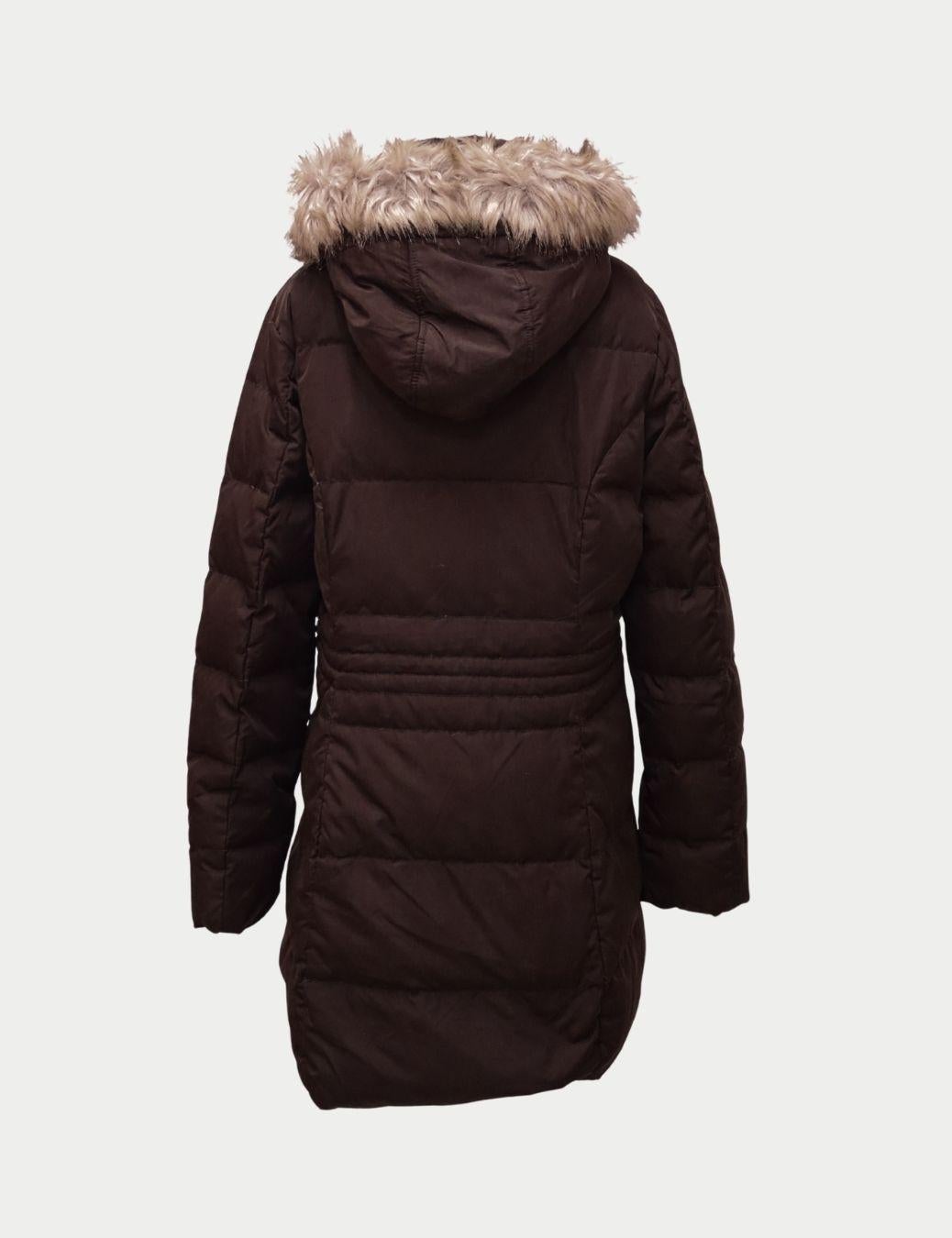 Black Tommy Hilfiger Brown Long Puffer Coat - XL For Sale