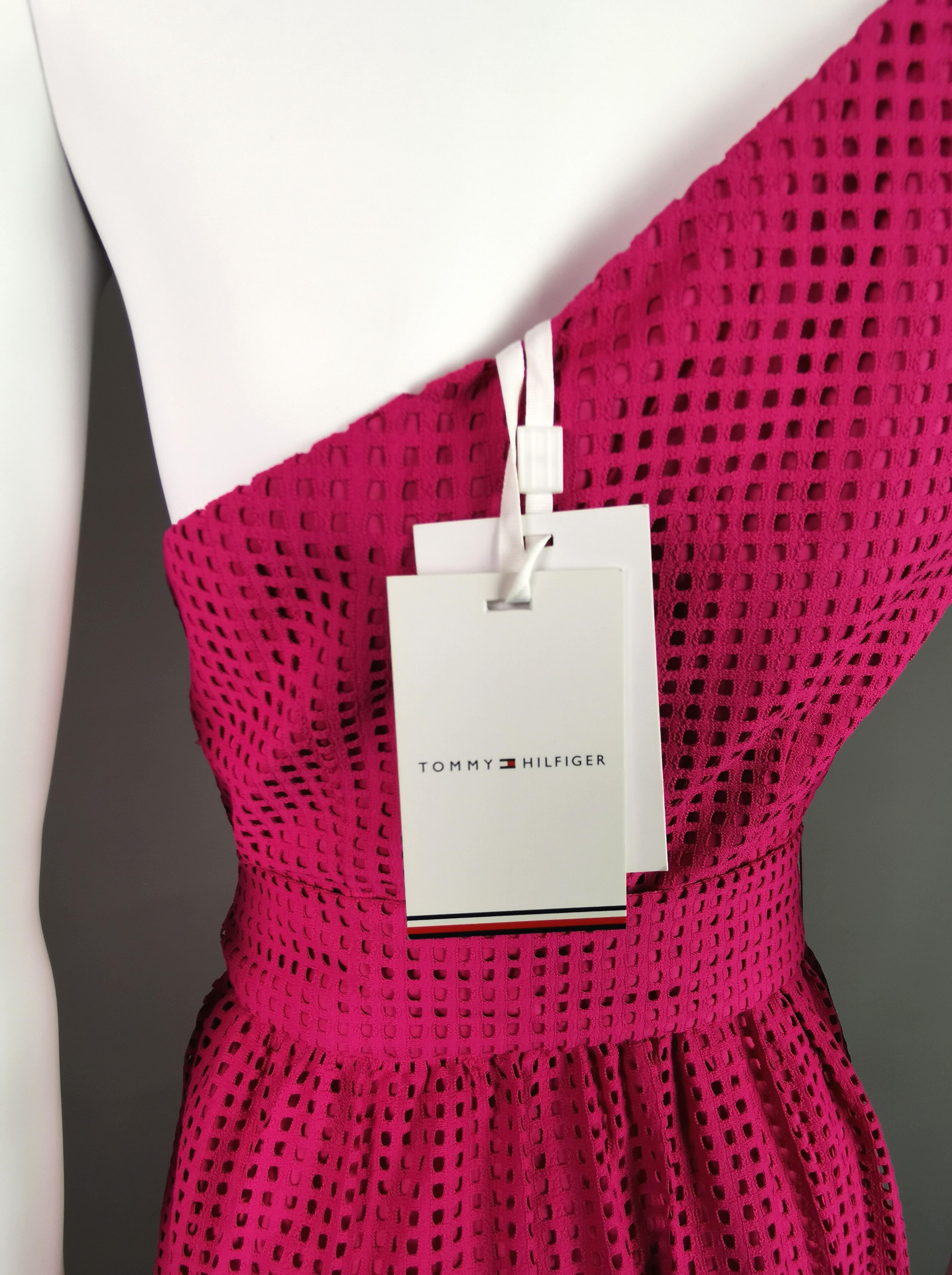 Tommy Hilfiger Helena dress, one shoulder, Magenta pink  For Sale 7