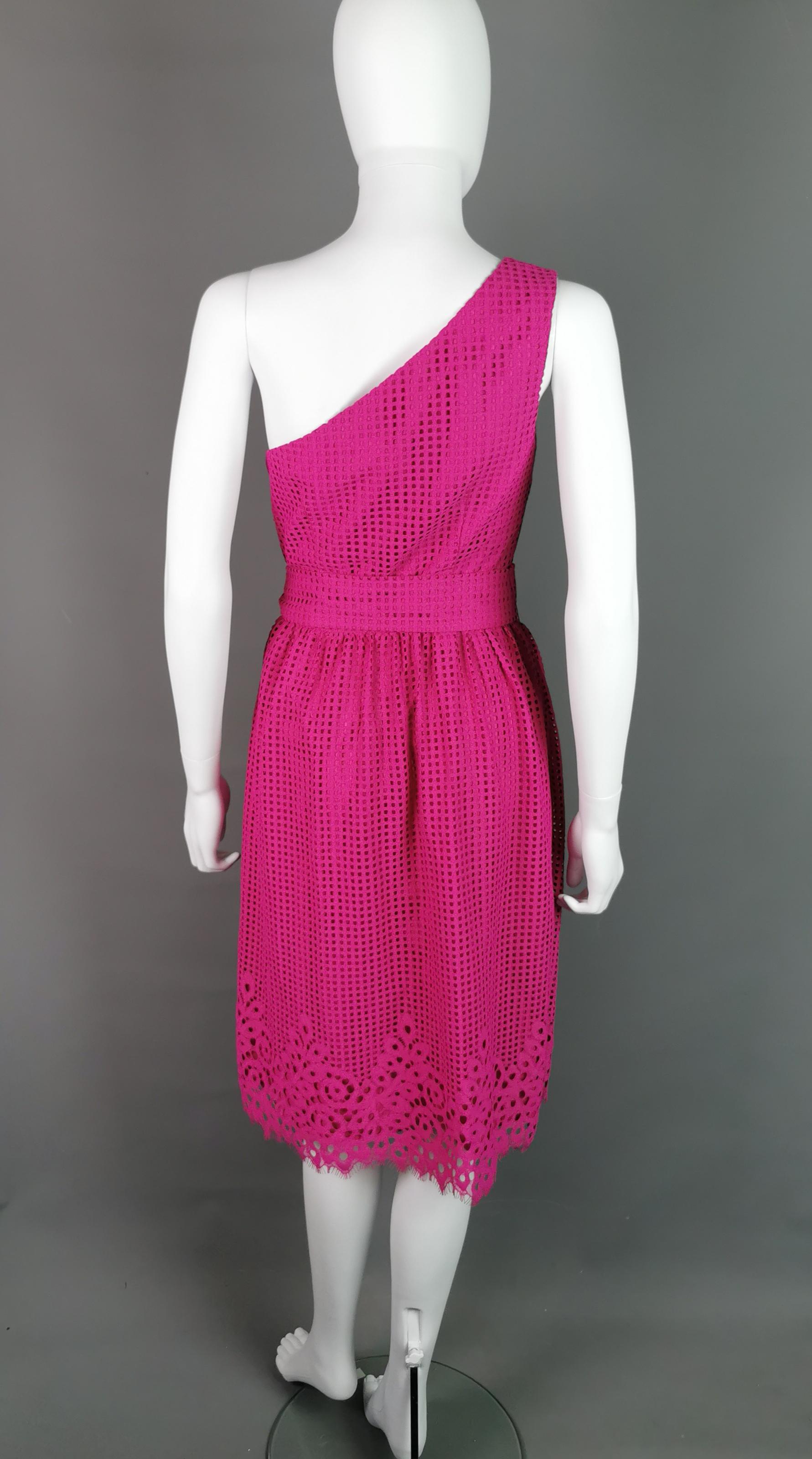 Tommy Hilfiger Helena dress, one shoulder, Magenta pink  For Sale 2