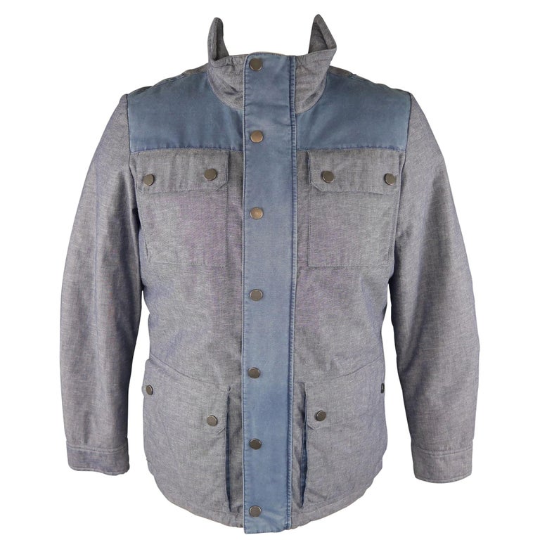 TOMMY HILFIGER M Blue Cotton / Linen Jacket For Sale at 1stDibs