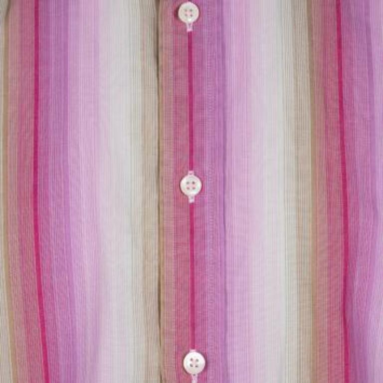 Marron Tommy Hilfiger - Chemise à manches longues et boutons à l'avant en coton rayé multicolore XL en vente