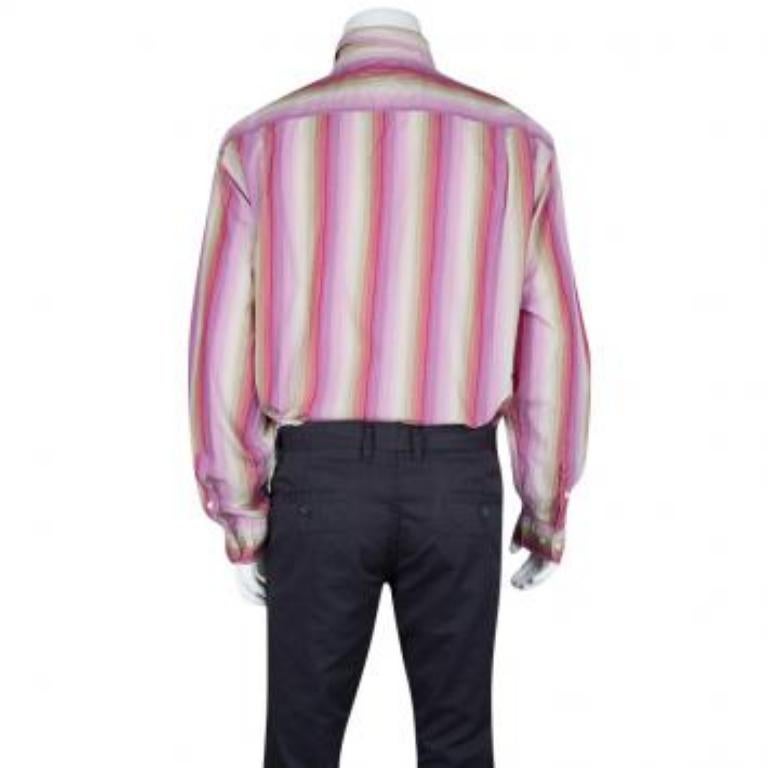 Tommy Hilfiger - Chemise à manches longues et boutons à l'avant en coton rayé multicolore XL Bon état - En vente à Dubai, Al Qouz 2
