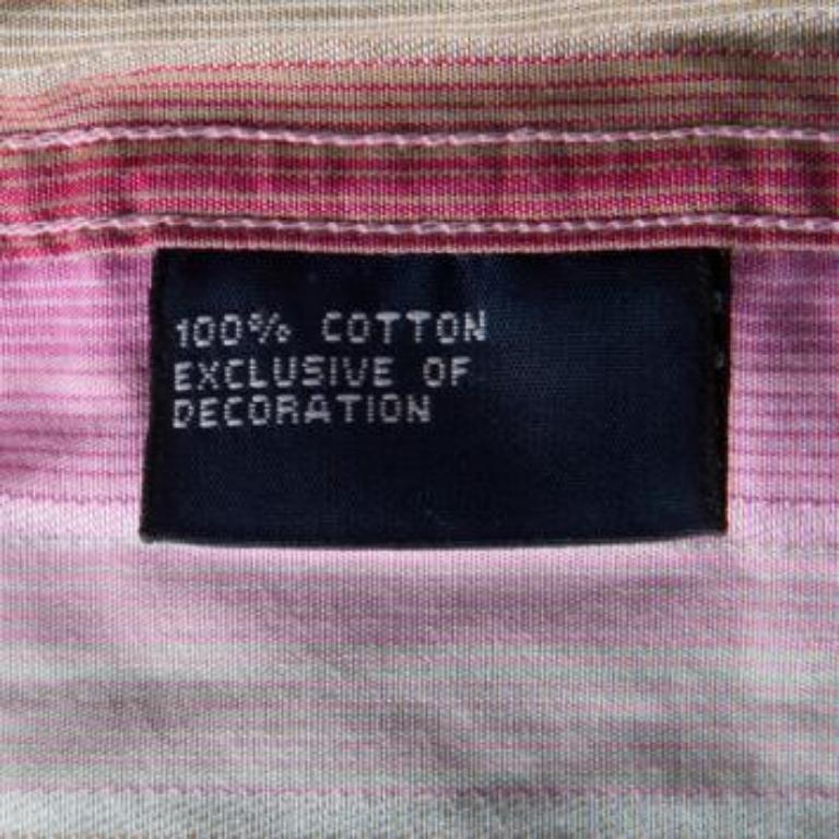 Tommy Hilfiger - Chemise à manches longues et boutons à l'avant en coton rayé multicolore XL en vente 1