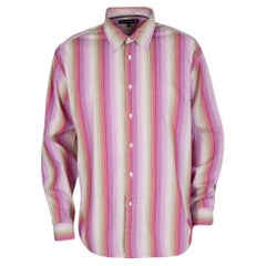 Tommy Hilfiger Mehrfarbig gestreiftes langärmeliges Baumwollhemd mit Knopfleiste XL