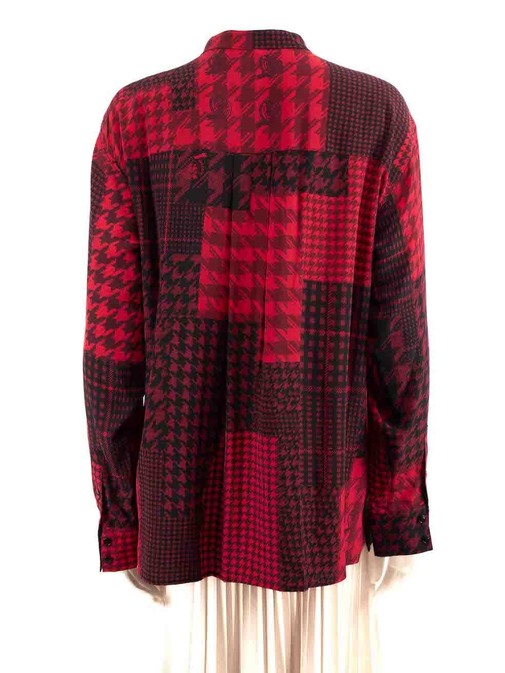 Tommy Hilfiger Red Houndstooth Print Shirt Size L In Good Condition For Sale In London, GB
