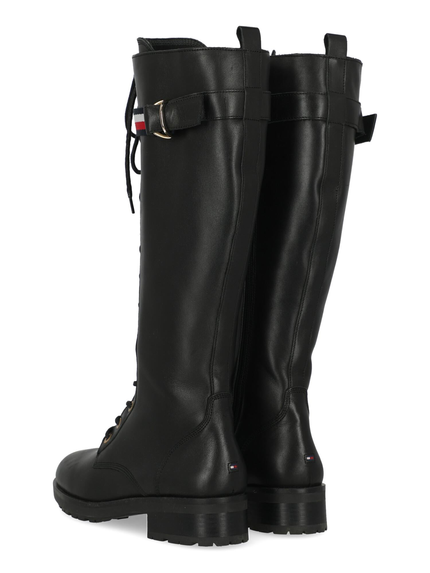 Tommy Hilfiger Women Boots Black Leather EU 41 In Good Condition For Sale In Milan, IT