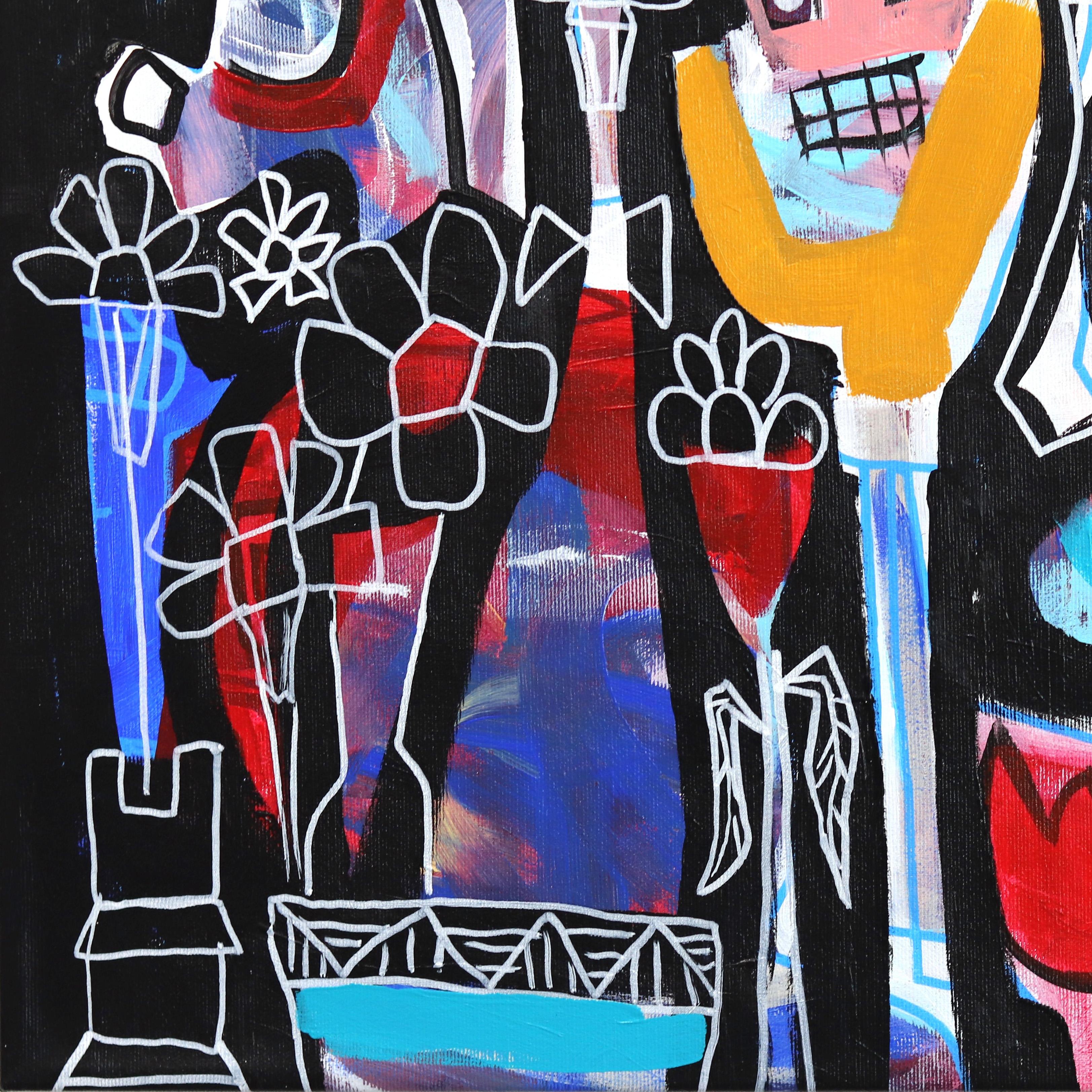 Hands Up - Freunde und Familie Neoexpressionistisches großes Gemälde auf Leinwand im Angebot 2