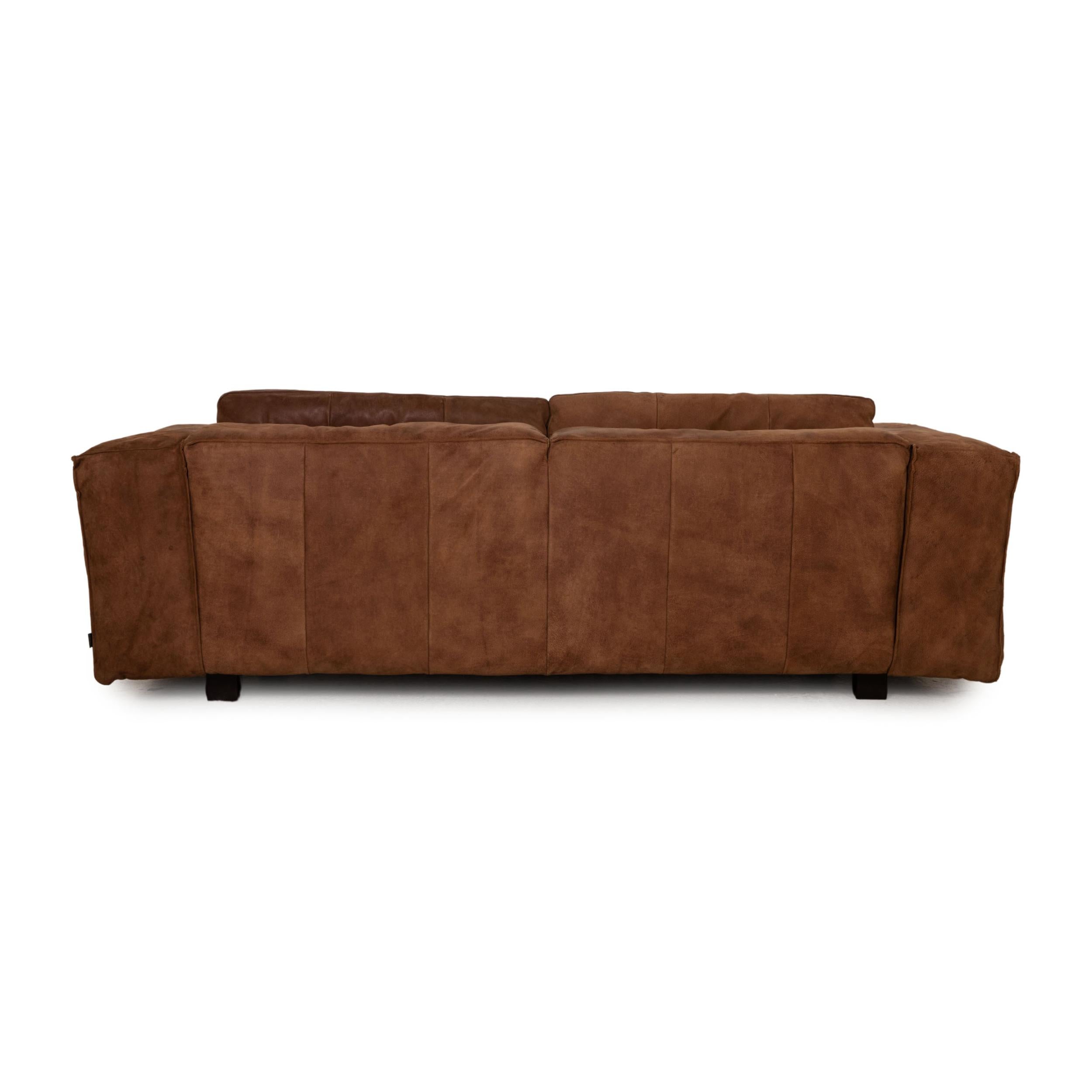 Tommy M by Machalke Leather Sofa Brown Four-Seater Couch For Sale 1
