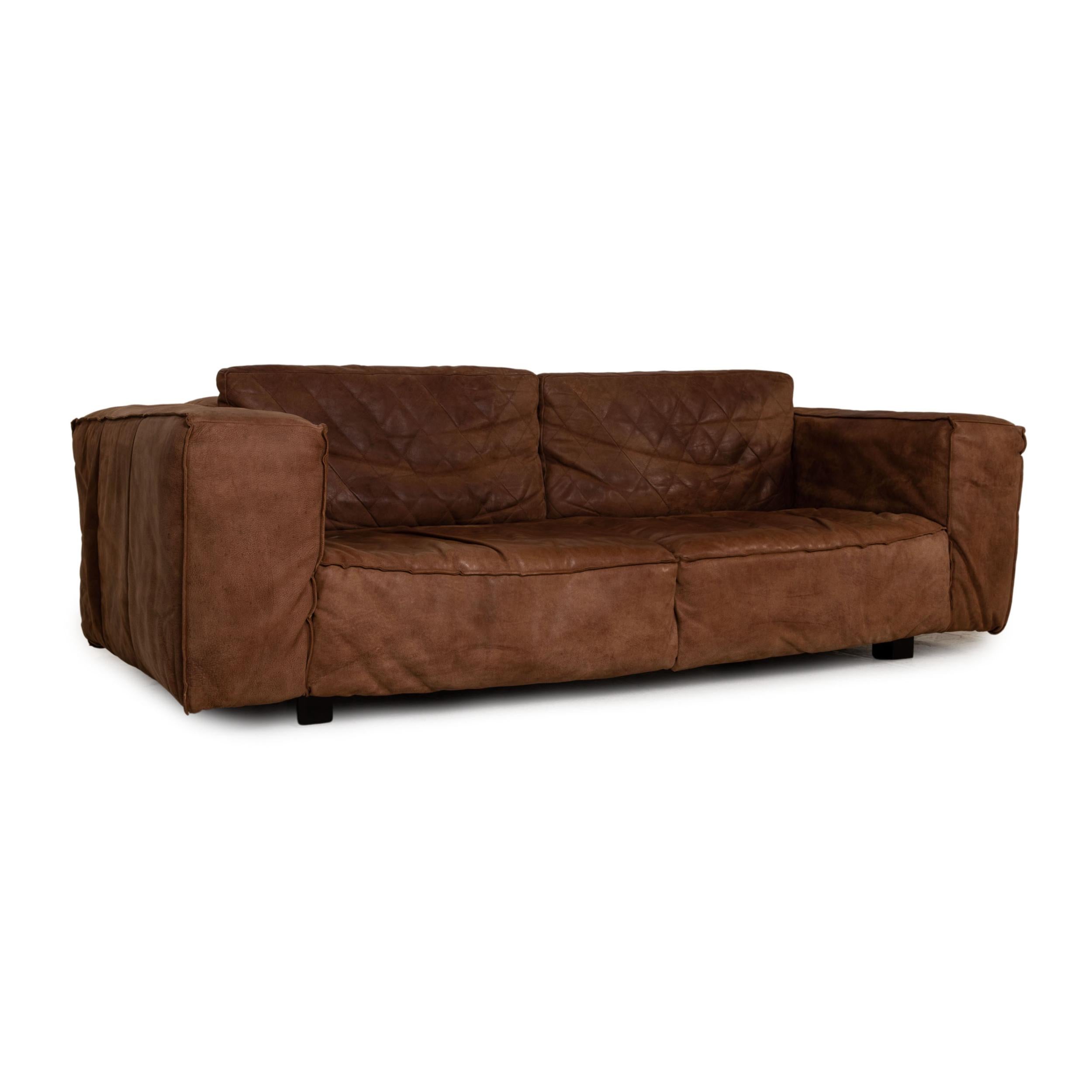 Tommy M by Machalke Leather Sofa Brown Four-Seater Couch In Excellent Condition For Sale In Cologne, DE