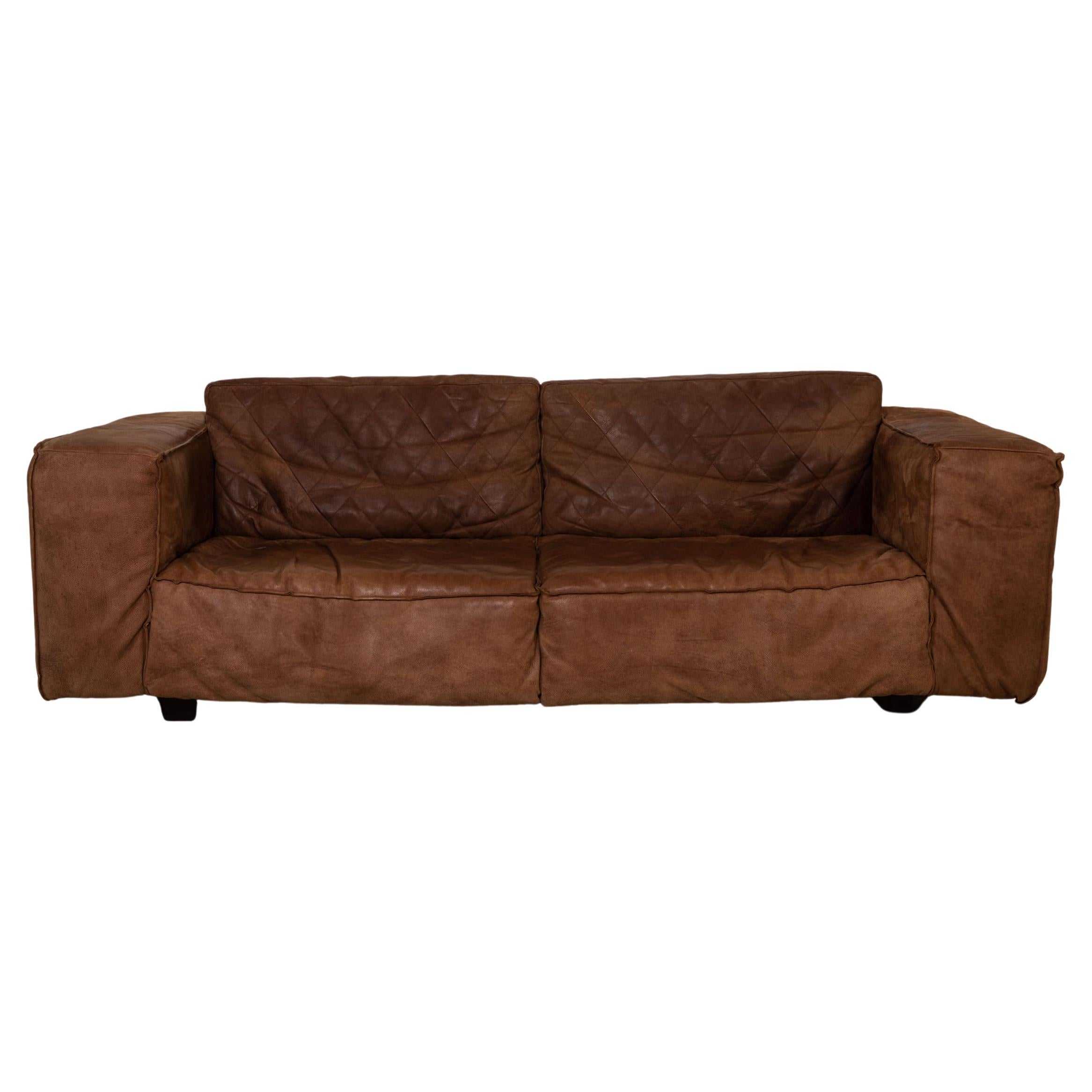 Tommy M by Machalke Leather Sofa Brown Four-Seater Couch For Sale