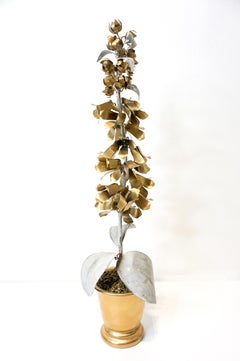 Tommy Mitchell Hollyhock Tole Flower in Gold and Zinc Finish