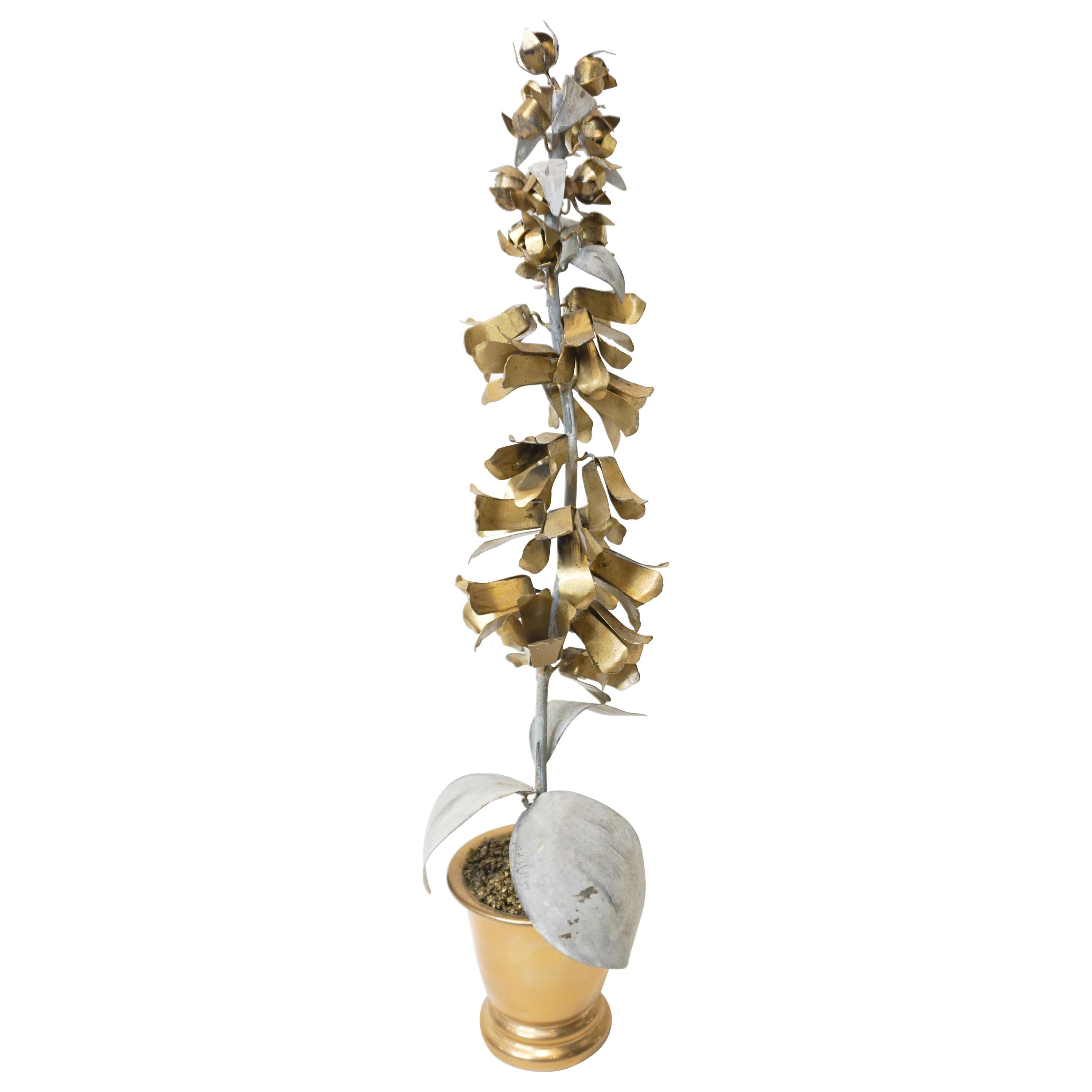 Tommy Mitchell Hollyhock Tole Flower in Gold and Zinc Finish For Sale