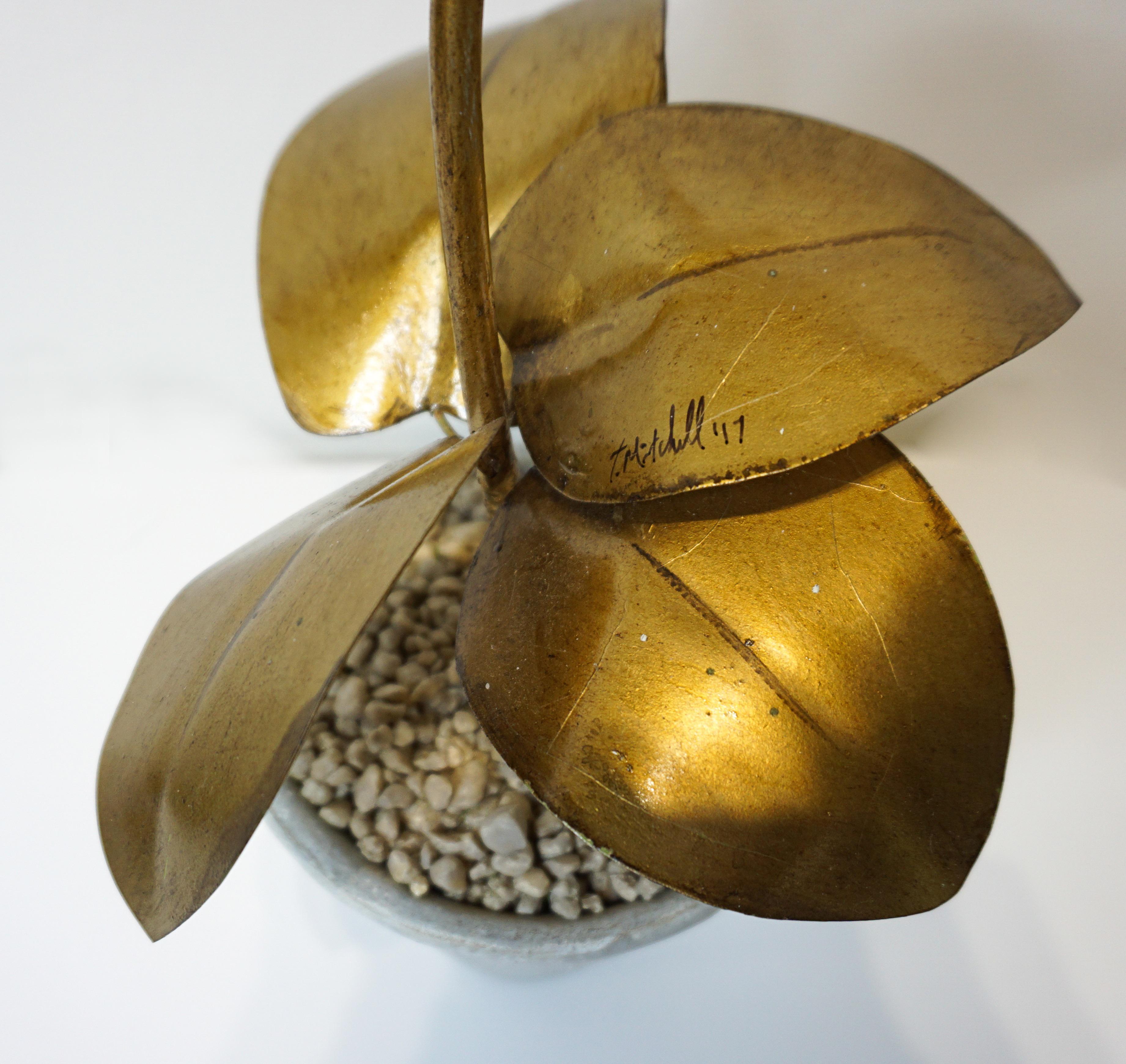 Contemporary Tommy Mitchell Hydrangea in Gold and Zinc Finish For Sale