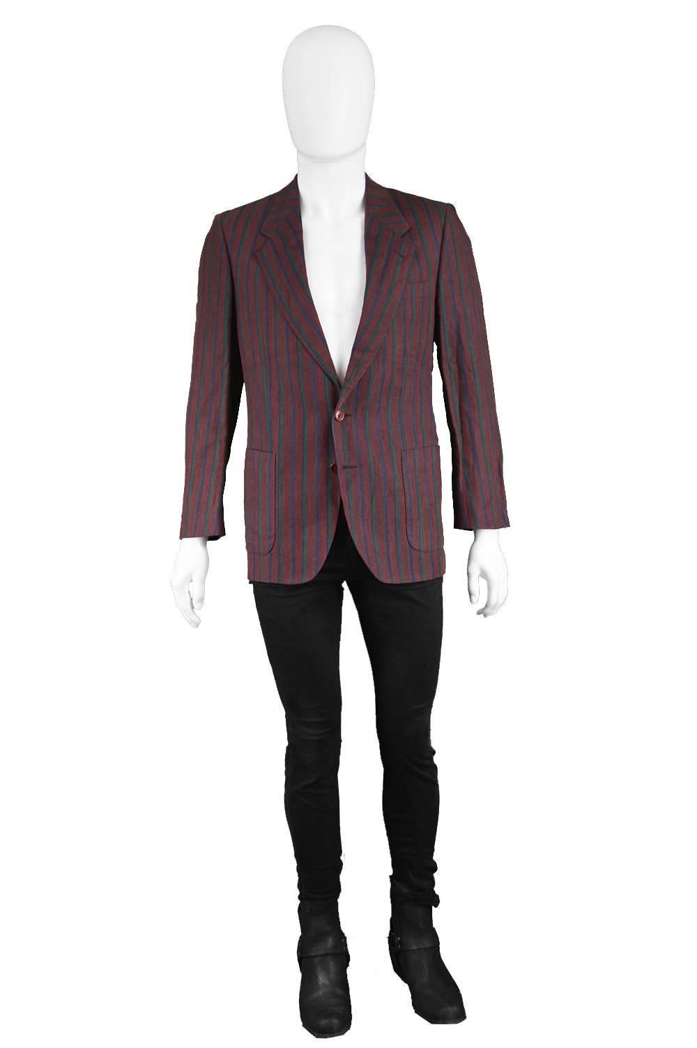 Tommy Nutter of Savile Row Rare Vintage 1980's Men's Regatta Striped Blazer

Size: Marked EU 46 which is roughly a men’s XS. Please check measurements.
Chest - 38” / 96cm (allow a couple of inches room for movement)
Waist - 34” / 86cm
Length