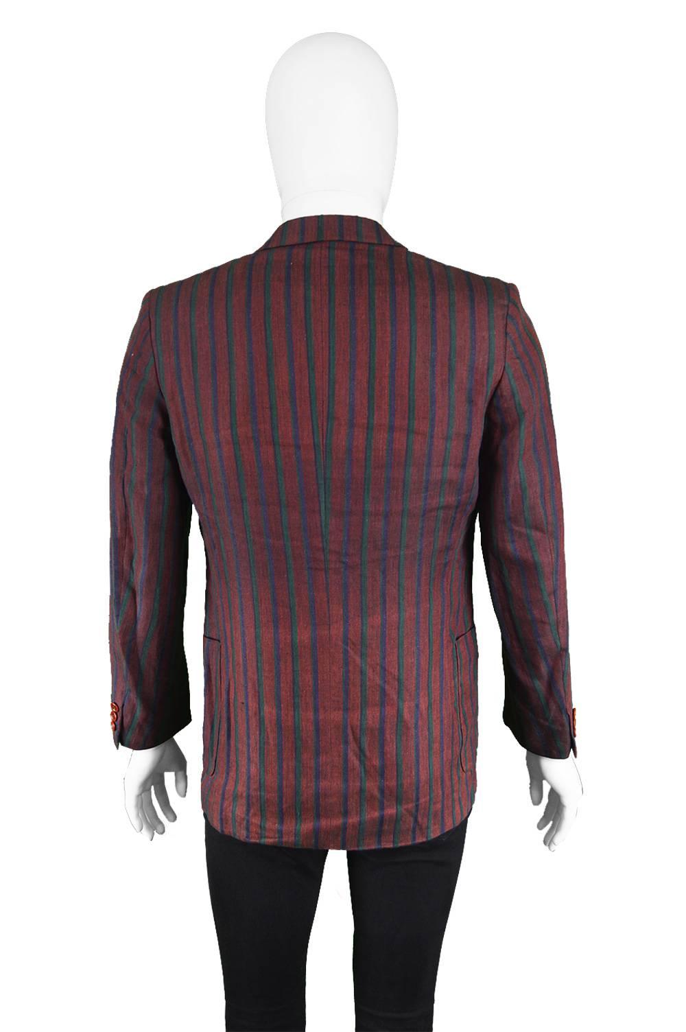 Black Tommy Nutter of Savile Row Rare Vintage 1980's Men's Regatta Stripe Blazer For Sale