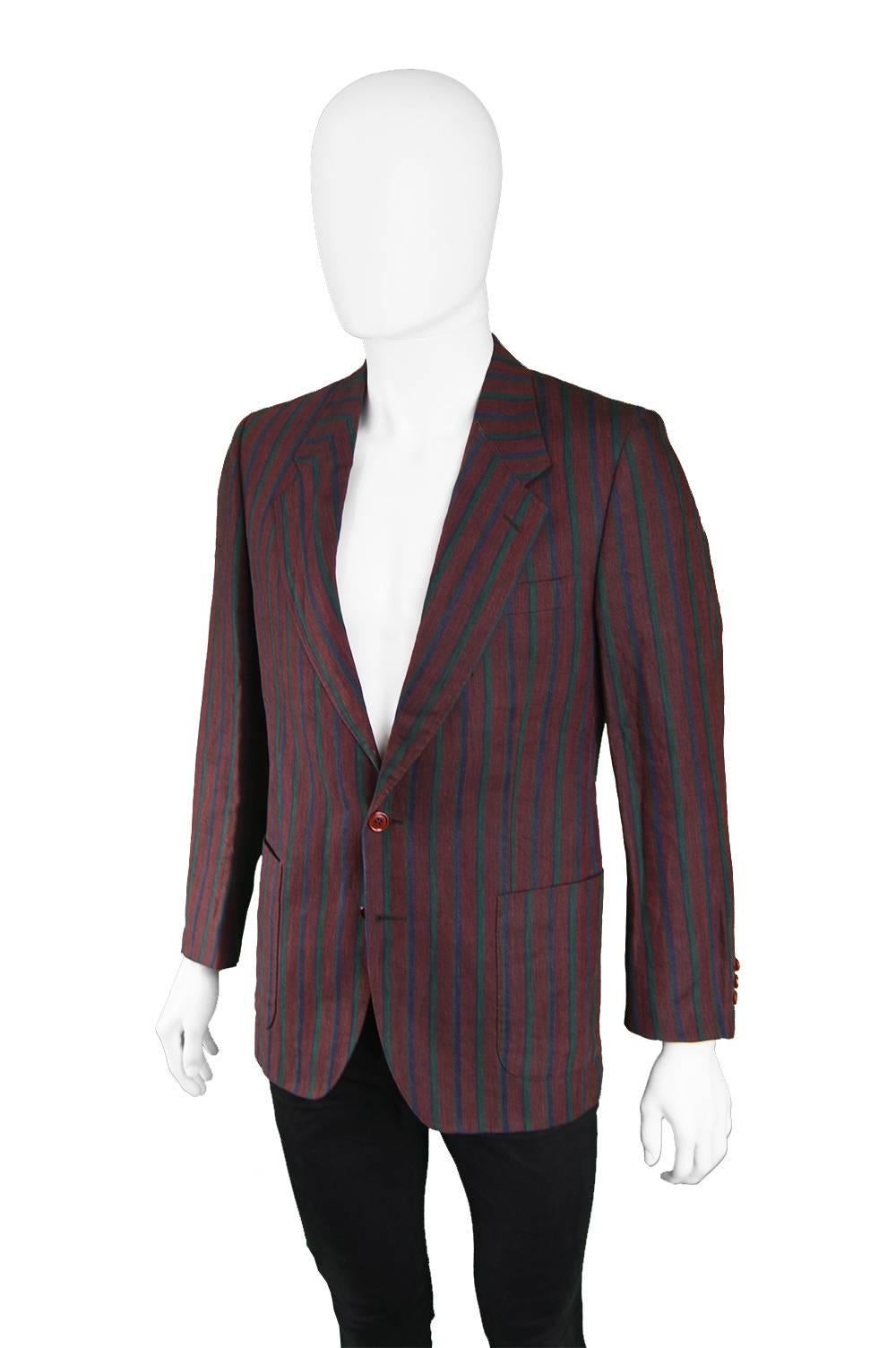 Tommy Nutter of Savile Row Rare Vintage 1980's Men's Regatta Stripe Blazer In Excellent Condition For Sale In Doncaster, South Yorkshire