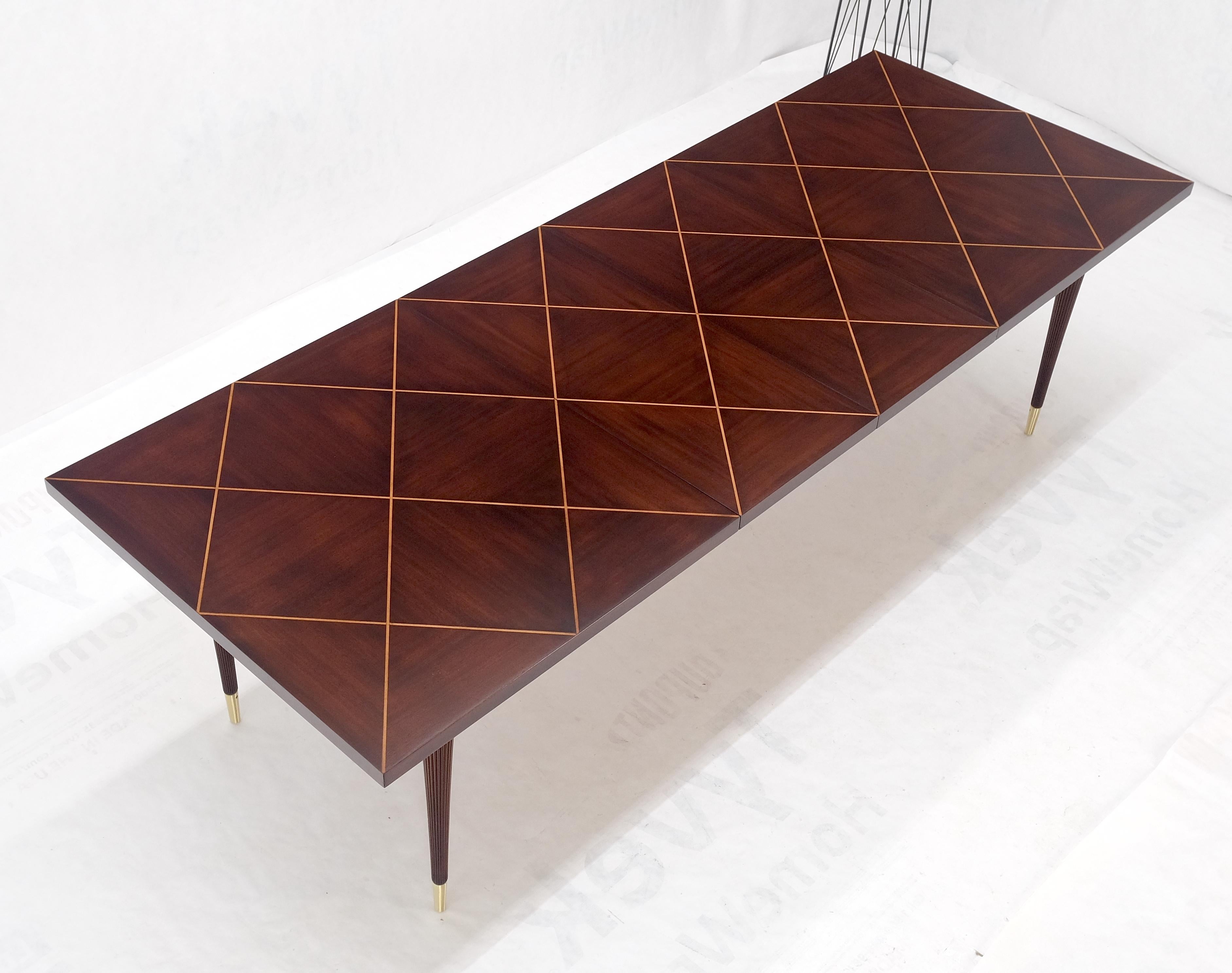 Tommy Parzinger Charak Modern Dimond Top Tapered Leg Dining Table Leaves MINT! For Sale 3
