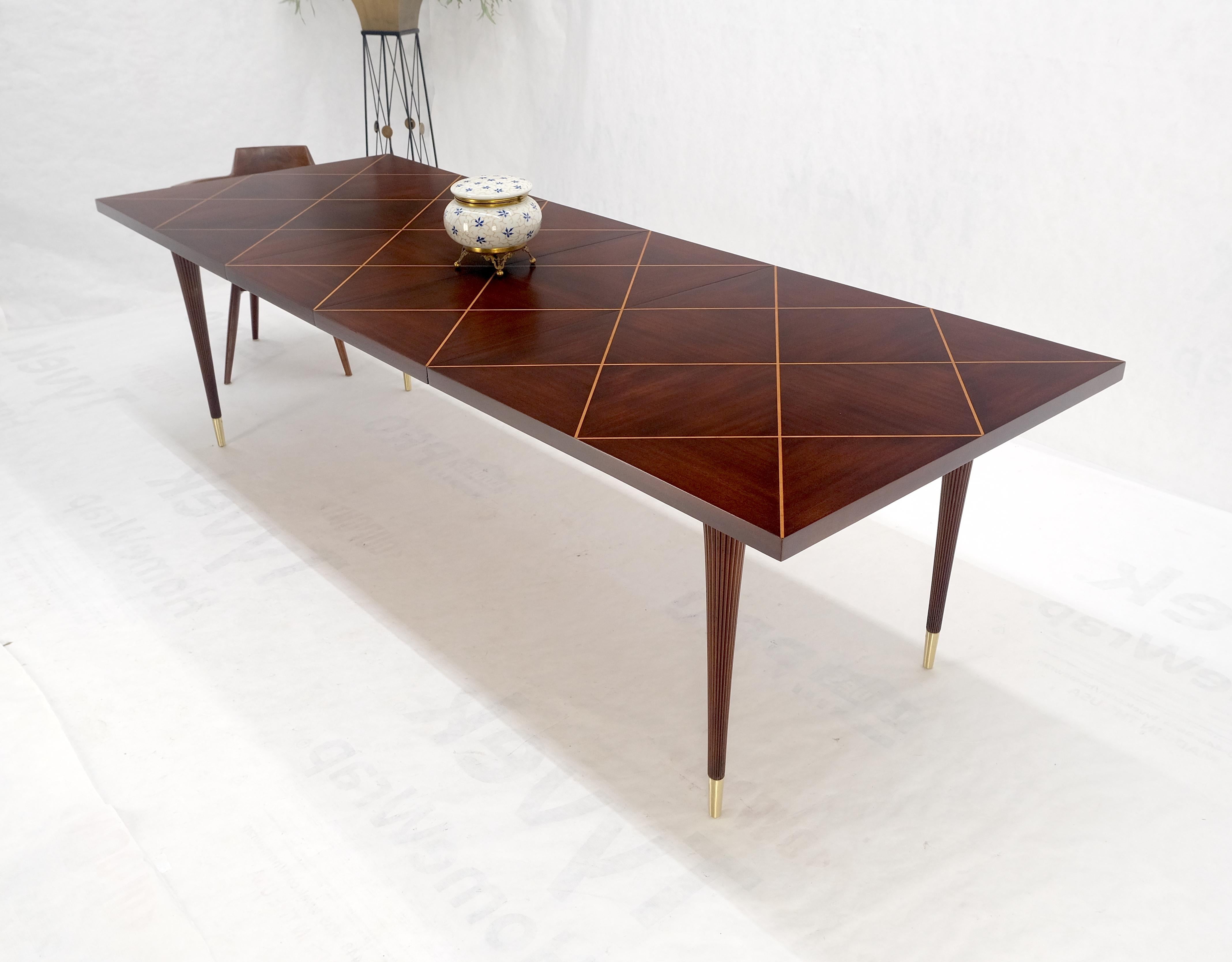Tommy Parzinger Charak Modern Dimond Top Tapered Leg Dining Table Leaves MINT! For Sale 6