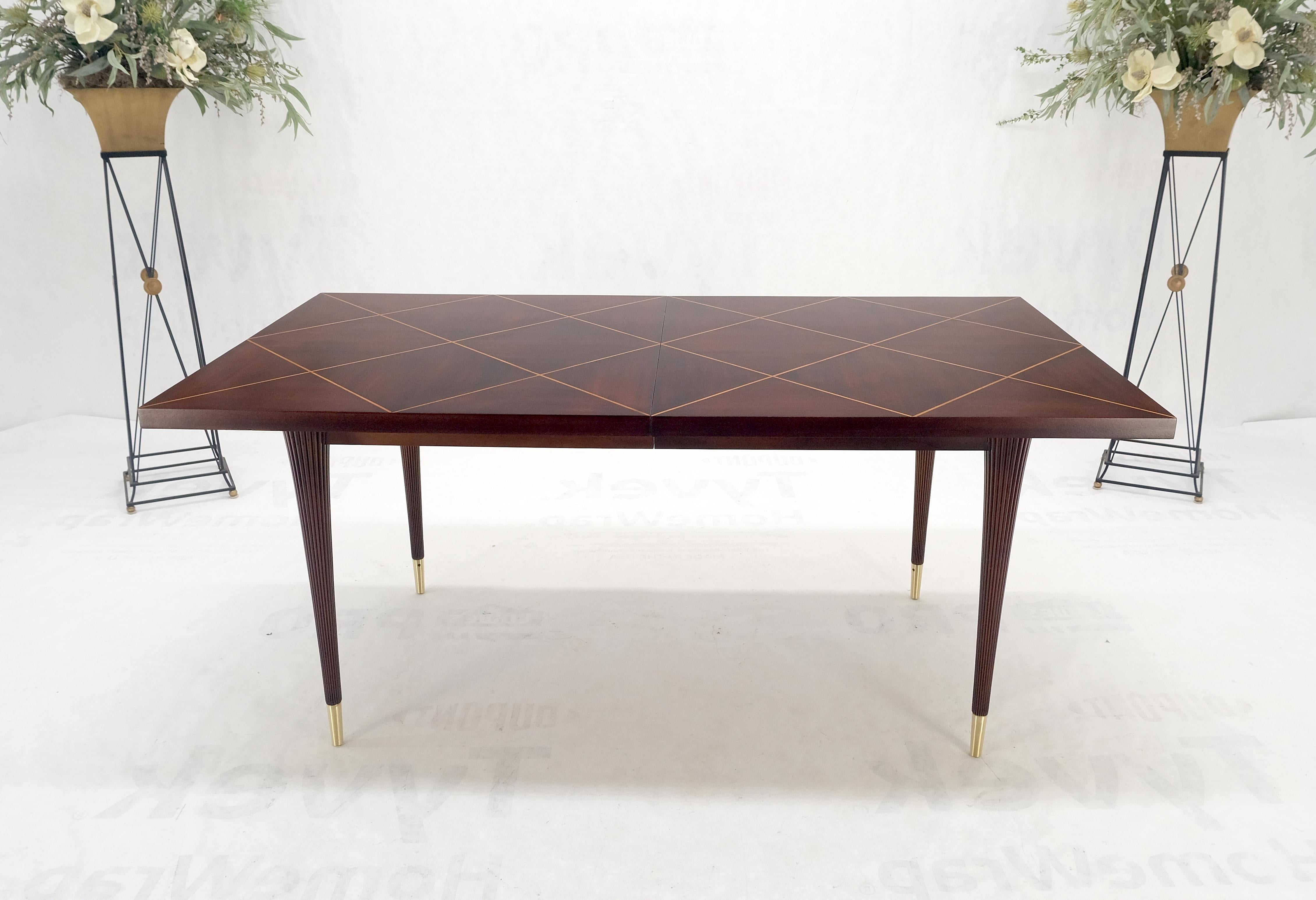 Mid-Century Modern Tommy Parzinger Charak Modern Dimond Top Tapered Leg Dining Table Leaves MINT! For Sale