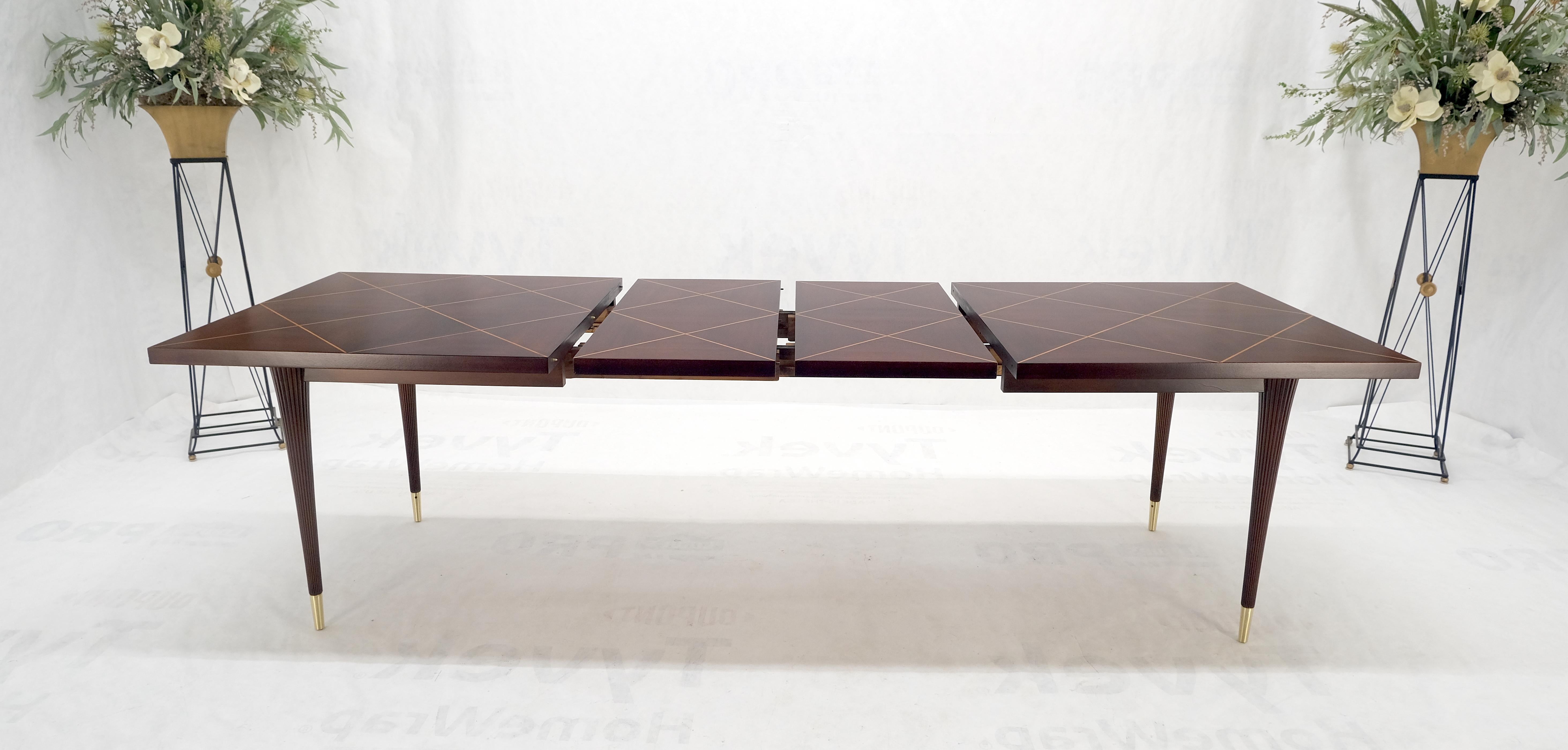20th Century Tommy Parzinger Charak Modern Dimond Top Tapered Leg Dining Table Leaves MINT! For Sale