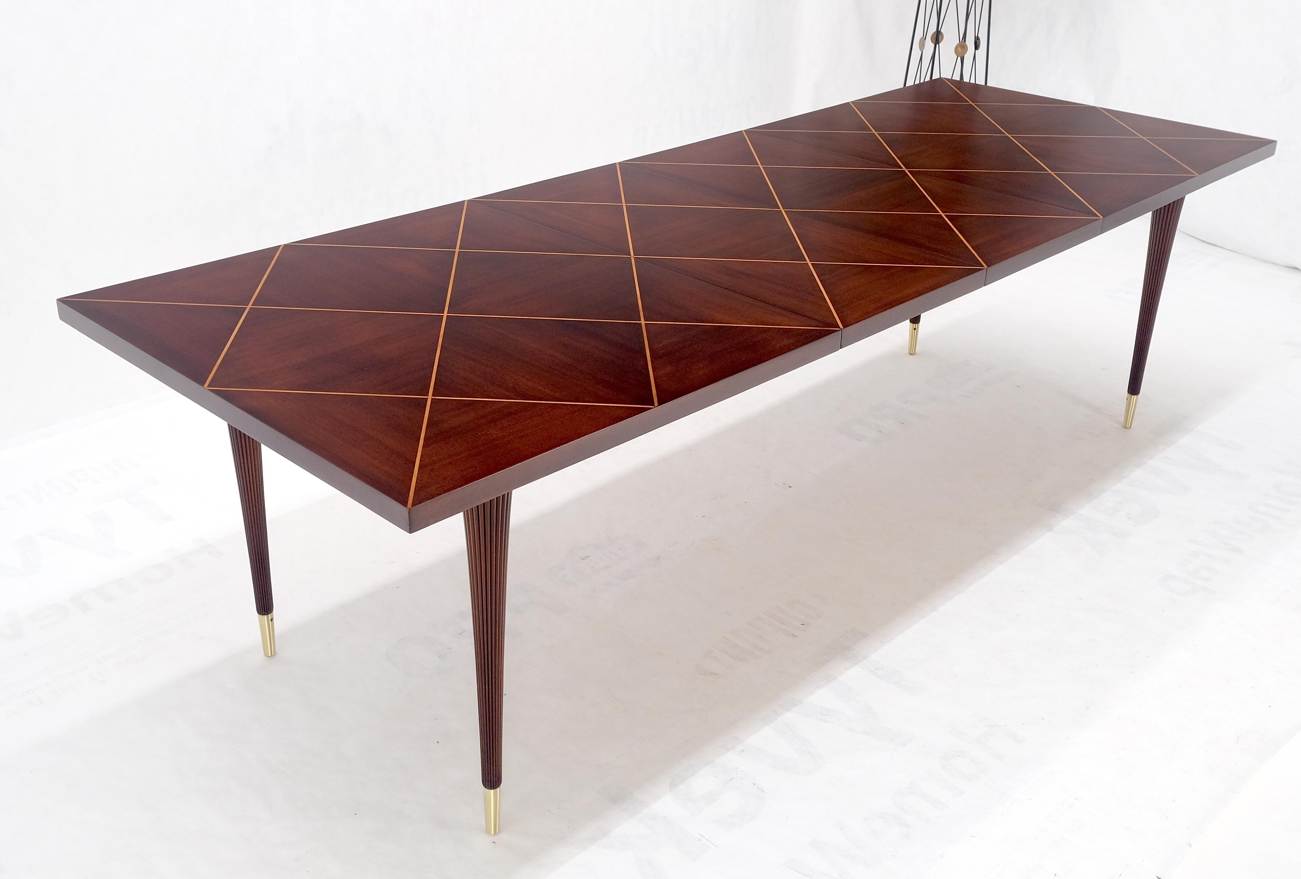 Tommy Parzinger Charak Modern Dimond Top Tapered Leg Dining Table Leaves MINT! For Sale 1