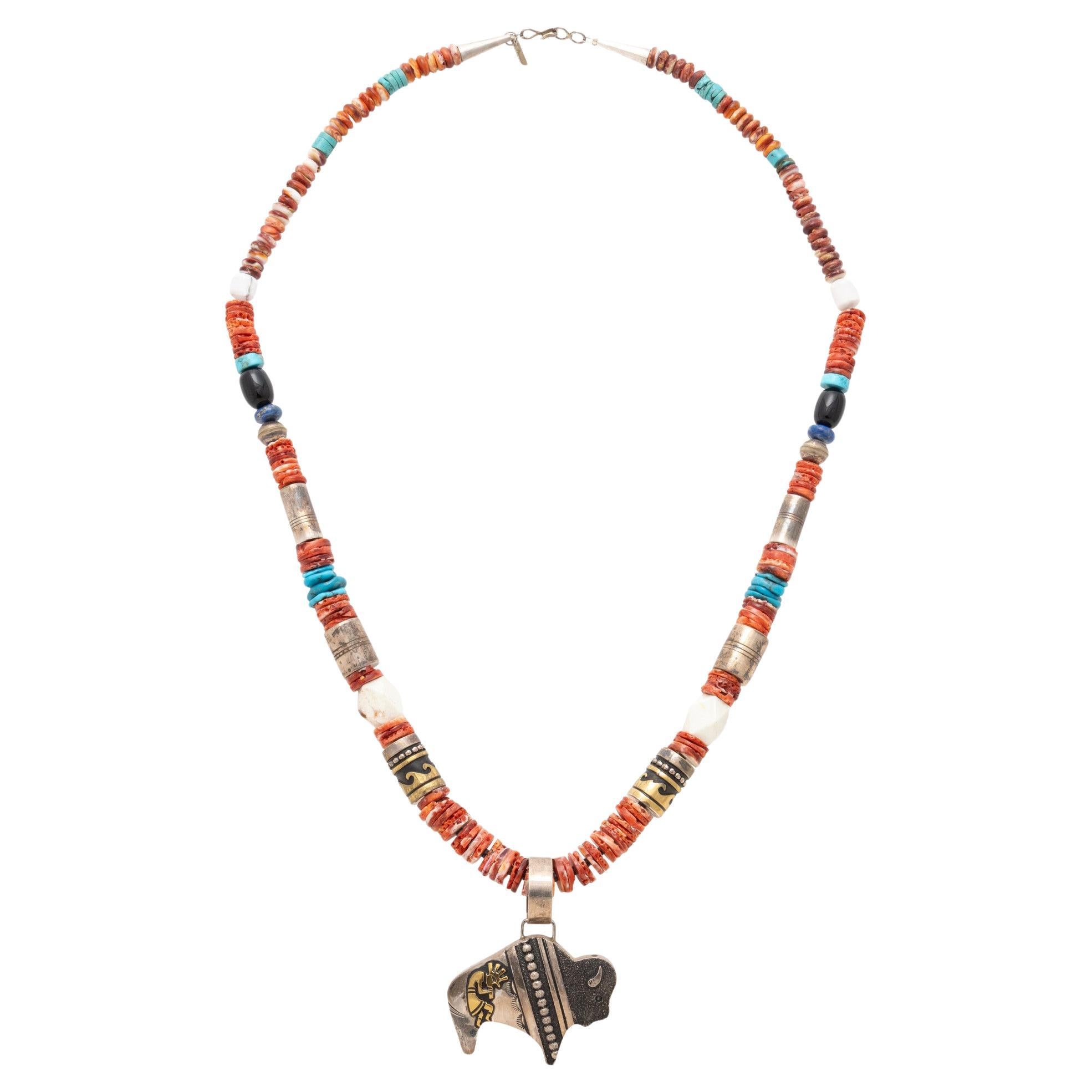 Tommy Singer Navajo Beaded Pendant Necklace