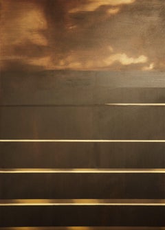 "Dad's House" Contemporary Neutral Abstract Interior Still Life Window Painting