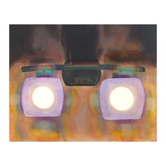 "Friend's House" Contemporary Jewel Toned Abstract Close Up of Car Lights