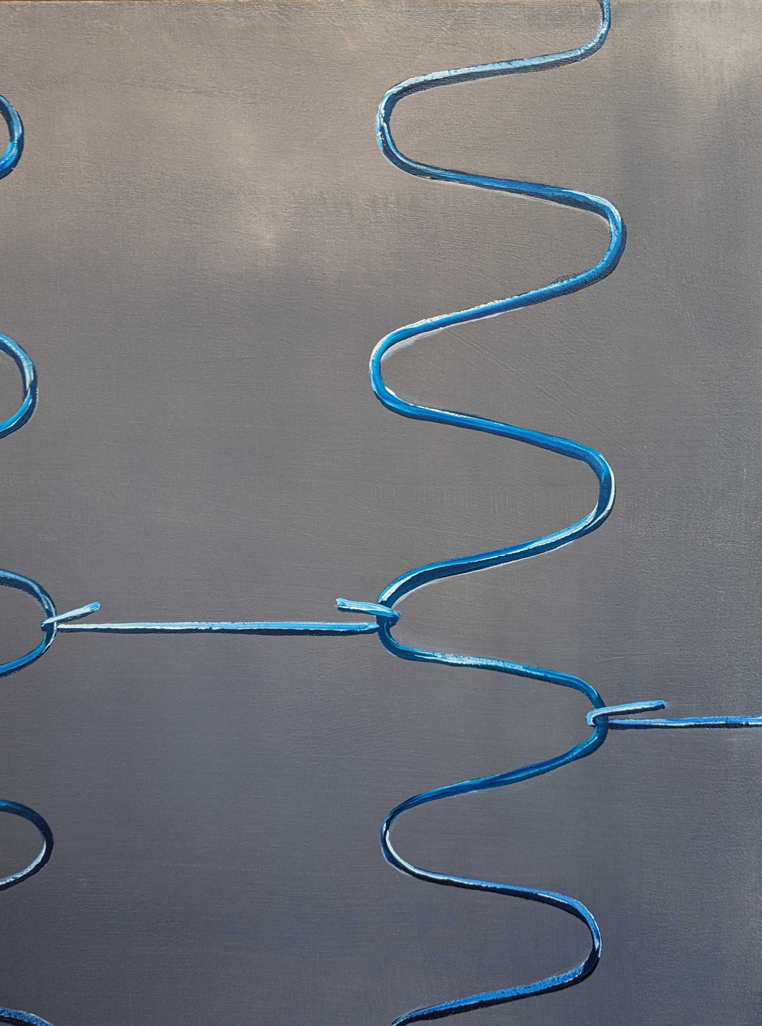 Neutral grey-toned abstract by contemporary artist Tommy Taylor. The work features a close up of mattress springs. Signed, titled, and dated on the reverse. Currently unframed, but options are available. 

Artist Biography: Born in Jackson,