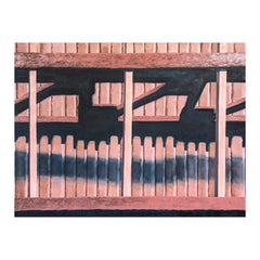 "In Concert" Contemporary Neutral Toned Realistic Close Up of Wooden Fence