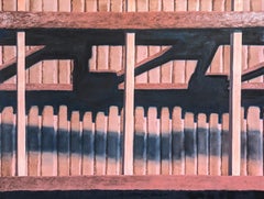 "In Concert" Contemporary Neutral Toned Realistic Close Up of Wooden Fence (clôture en bois)