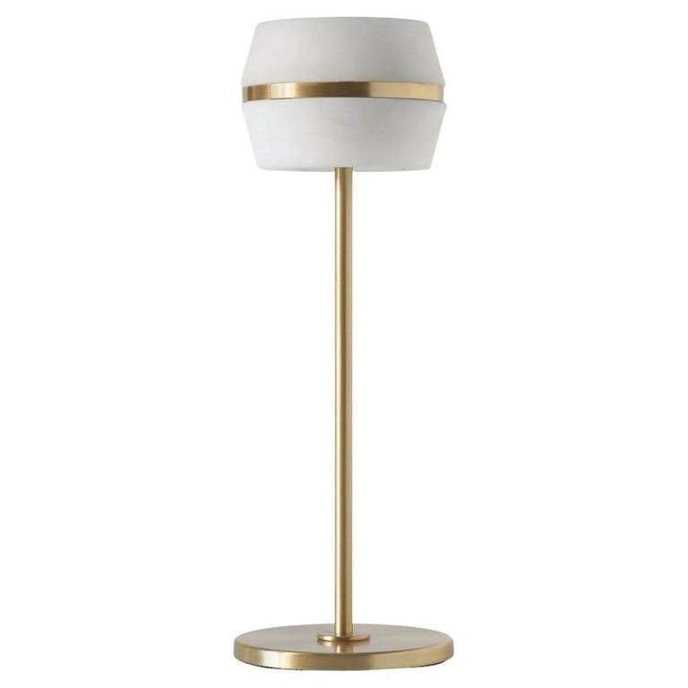 Modern Italian Table Lamp "Tommy Wireless" Satin Brass For Sale at