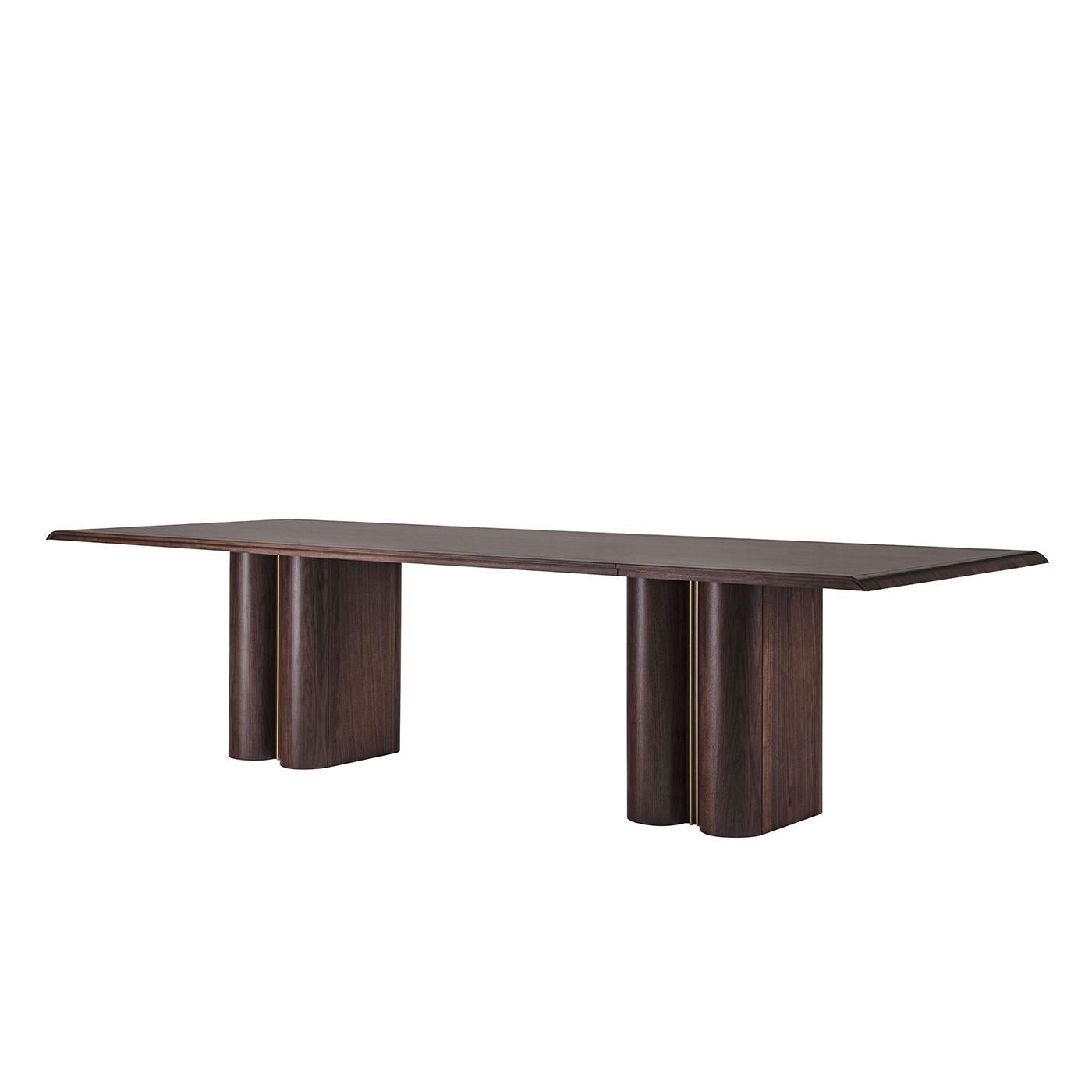 Contemporary Tomo 2-Leg Tobacco Dining Table For Sale