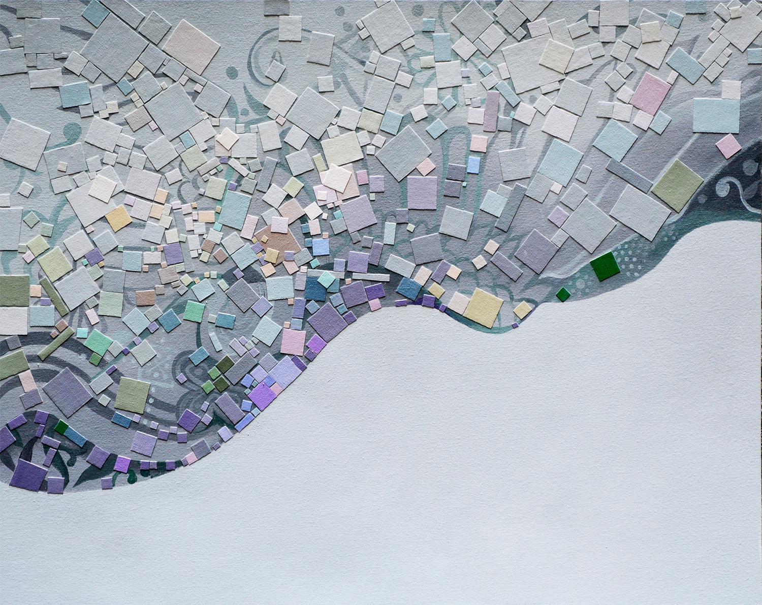 Sueño de una grulla, pintura abstracta - Mixed Media Art de Tomo Mori