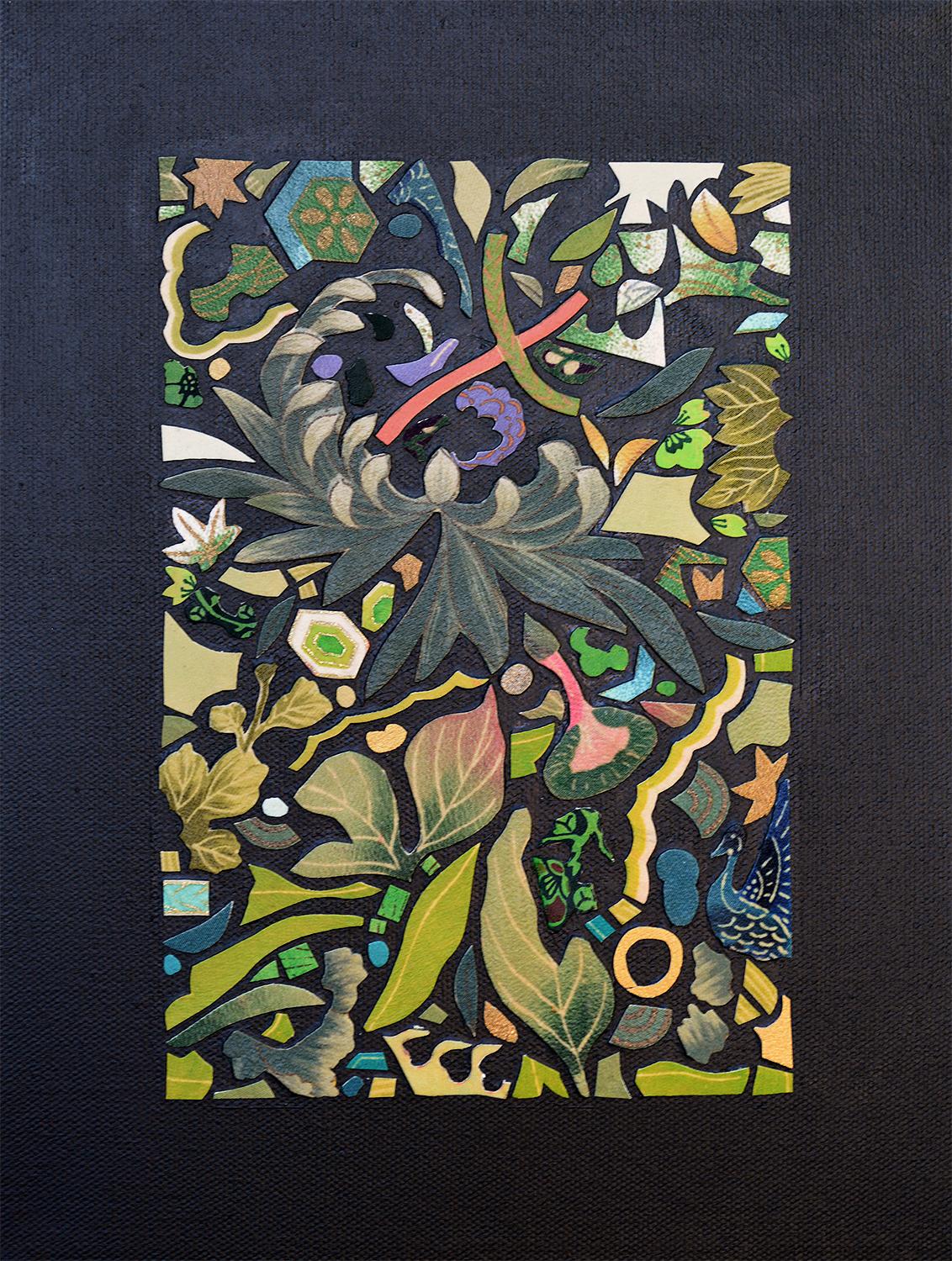 Kimono Soul (green), Abstract Painting - Mixed Media Art by Tomo Mori