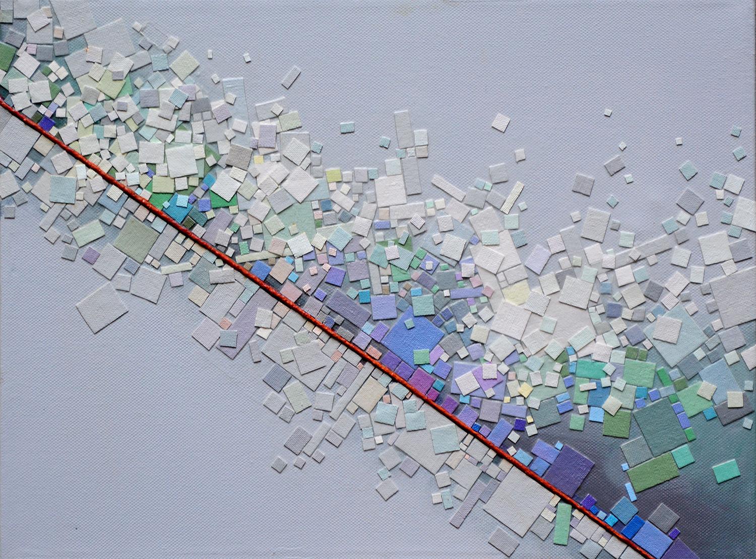 Red String 2, Abstract Painting - Mixed Media Art by Tomo Mori