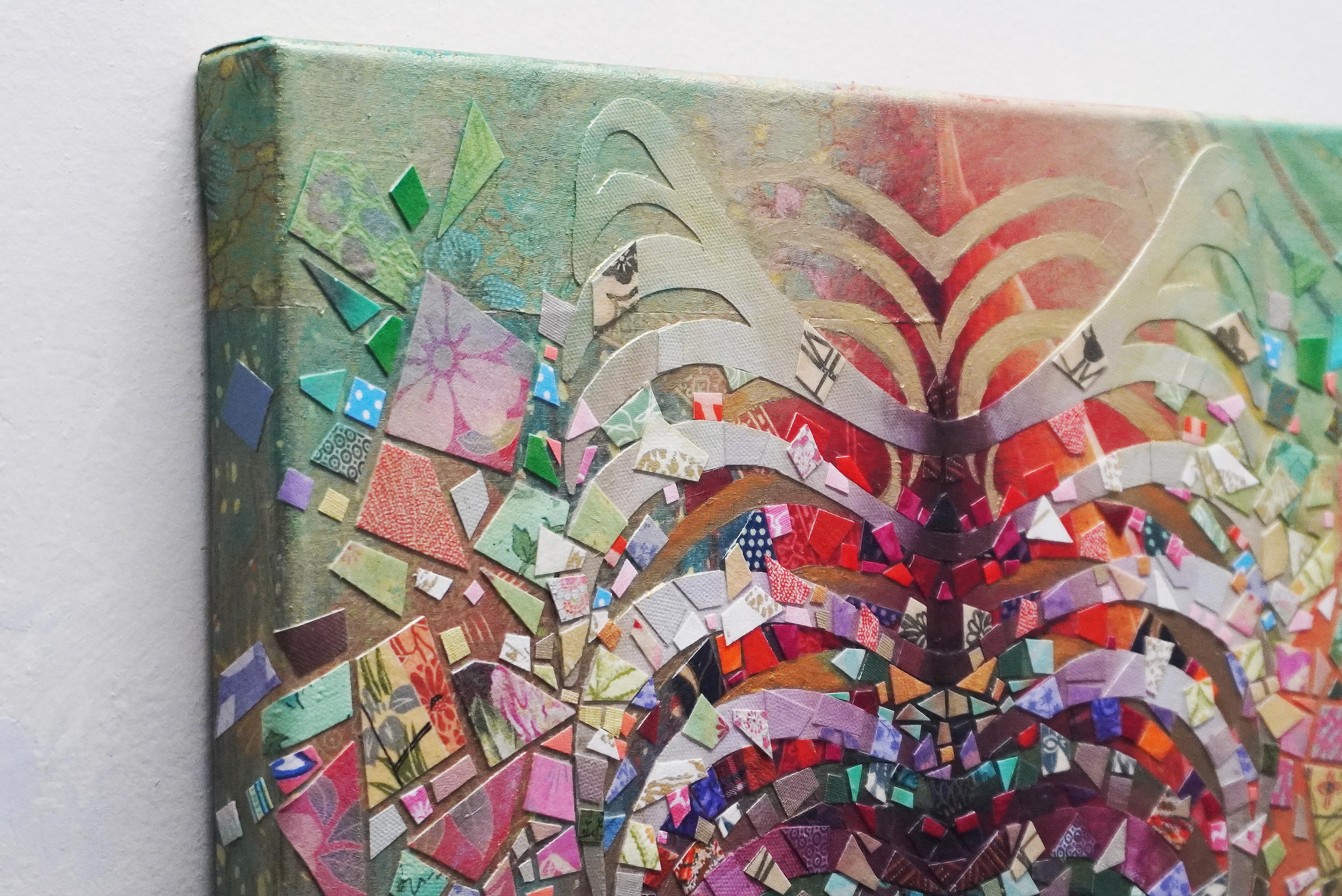 Collage en techniques mixtes de Tomo Mori.

Tomo Mori est un artiste d'origine japonaise qui vit à New York. Son travail a été exposé à Scope Miami, Flux Art Fair, Rush Art, Gallery Aferro et Laundromat Project. Sa passion pour l'art public a