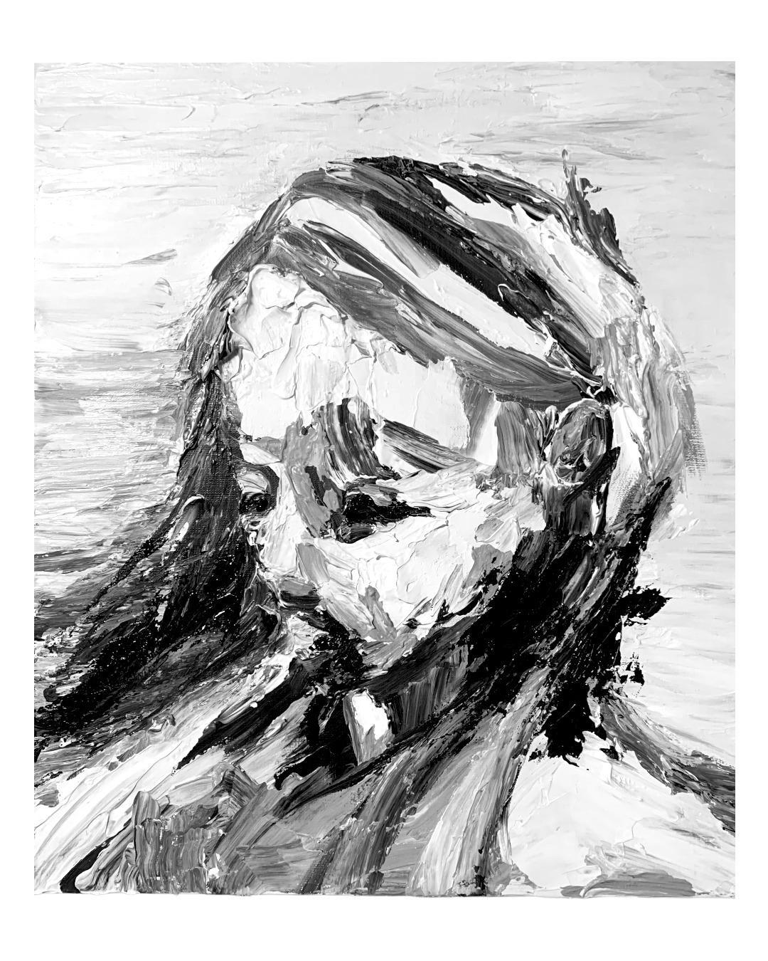 Japanese Contemporary Drawing by Tomo Sakurai - Woman Listening I