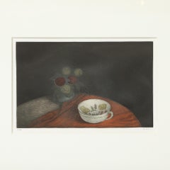 Mid-Century Modernist Mezzotint Still Life by Tomoe Yokoi