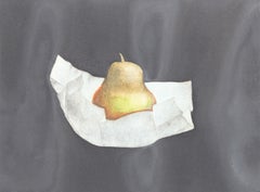 "Pear" Original Modern Mezzotint of a Pear Against a Black Background 44/75