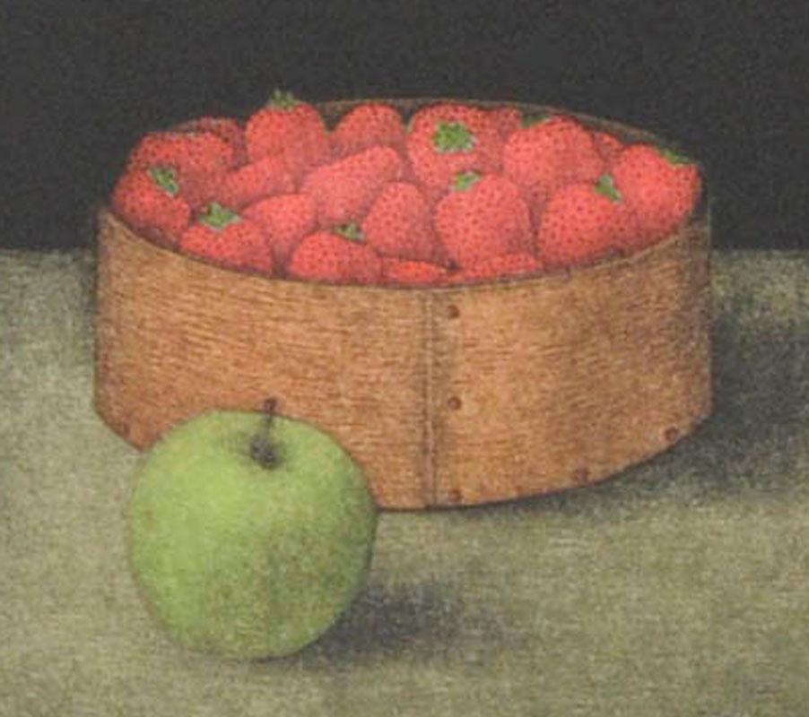Strawberries and Apple - Print by Tomoe Yokoi