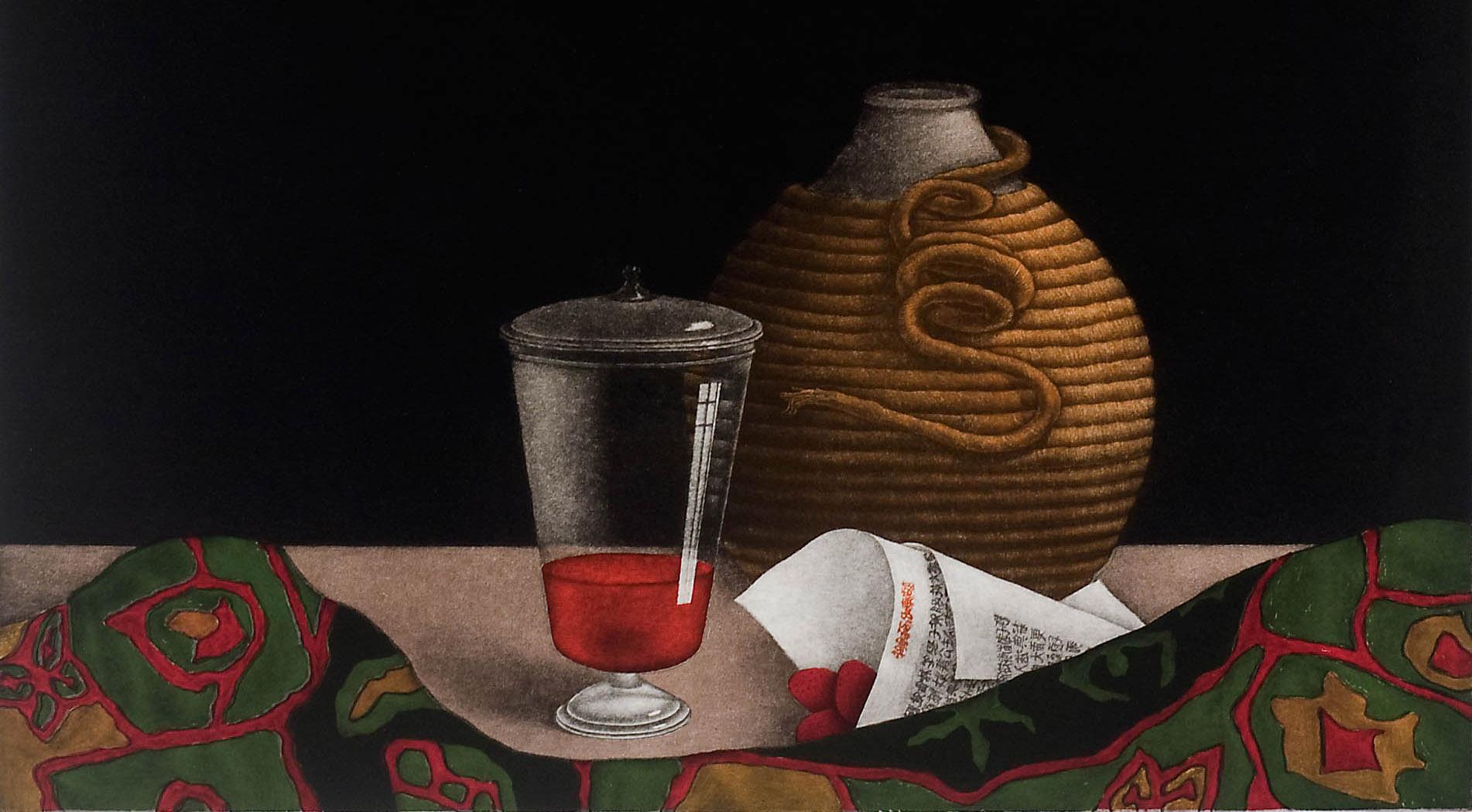Wine Bottle - Contemporary Print by Tomoe Yokoi